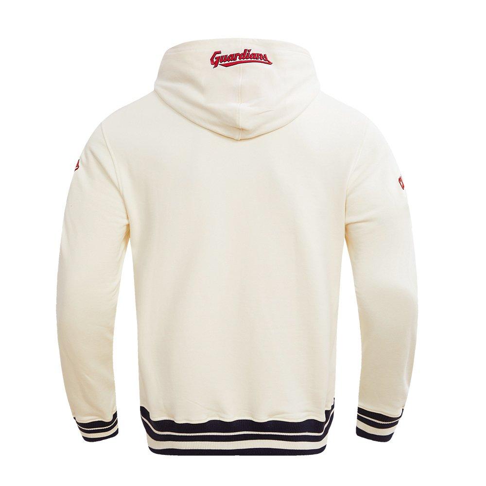 Pro Standard Men's MLB Cleveland Guardians Retro Classic Fleece Pullover Hoodie - Eggshell/Navy - EGGSHELL/NAVY Thumbnail View 2