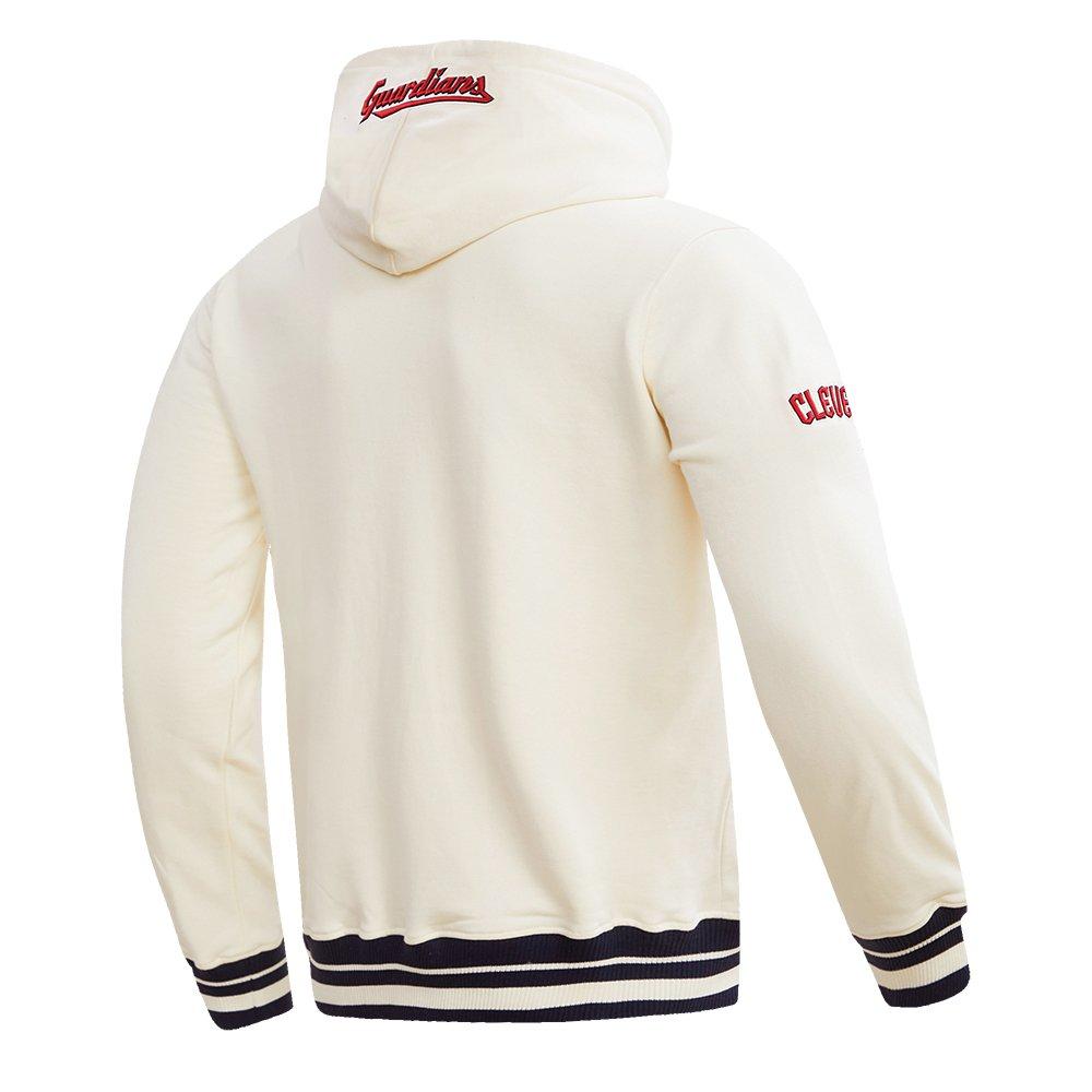 Pro Standard Men's MLB Cleveland Guardians Retro Classic Fleece Pullover Hoodie -Eggshell/Navy - EGGSHELL/NAVY Thumbnail View 4
