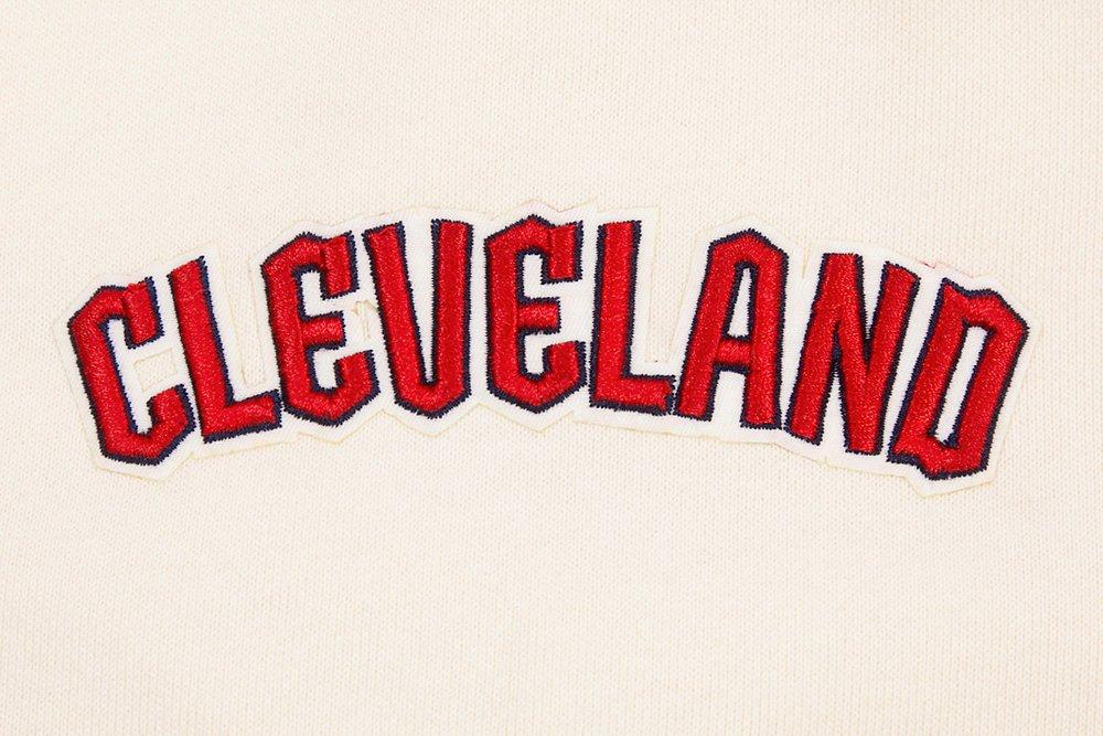 Pro Standard Men's MLB Cleveland Guardians Retro Classic Fleece Pullover Hoodie - Eggshell/Navy - EGGSHELL/NAVY Thumbnail View 6