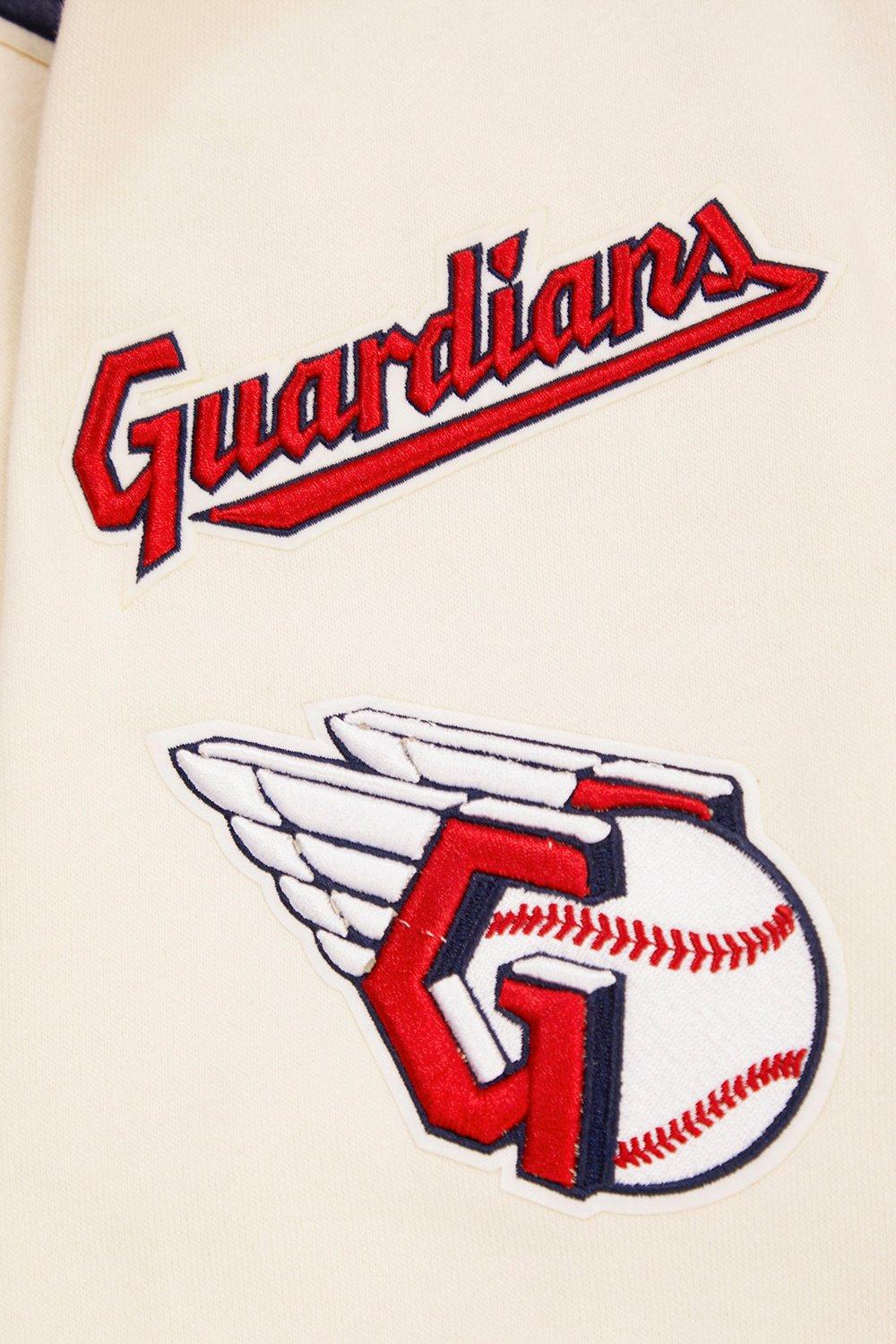 Pro Standard Men's MLB Cleveland Guardians Retro Classic Fleece Pullover Hoodie -Eggshell/Navy - EGGSHELL/NAVY Thumbnail View 7