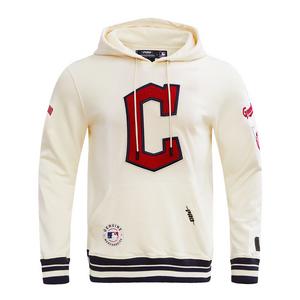 Pro Standard Men's MLB Cleveland Guardians Retro Classic Fleece Pullover Hoodie -Eggshell/Navy