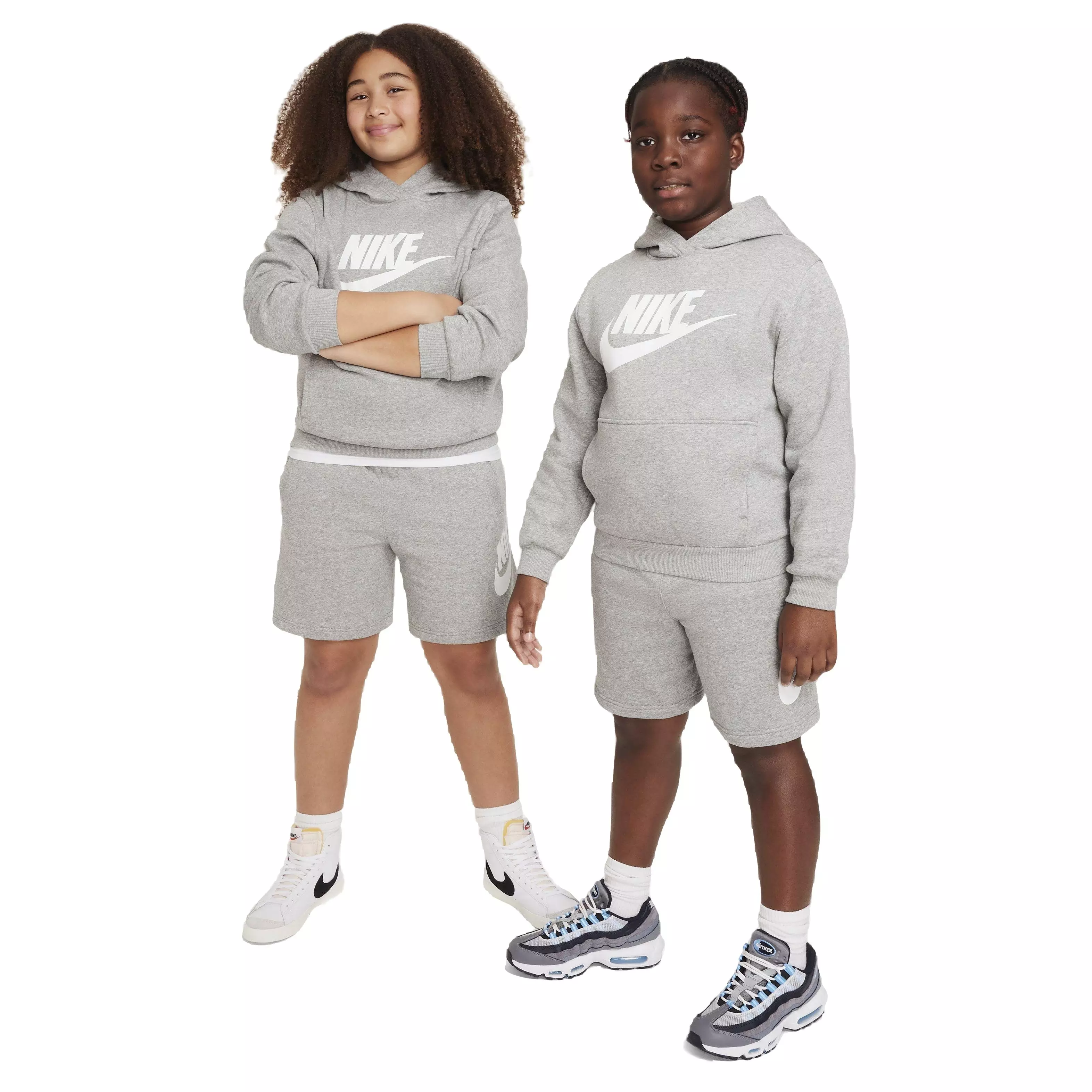 Nike Big Kids' Sportswear HBR Club Fleece Hoodie -Grey - GREY
