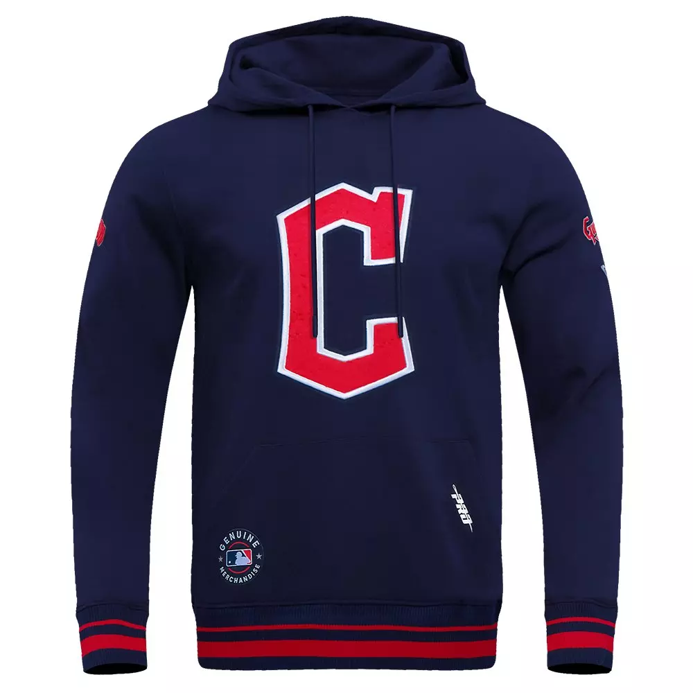 Pro Standard Men's MLB Cleveland Guardians Retro Classic Fleece Pullover Hoodie -Navy/Red - NAVY/RED