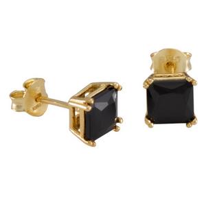 King Ice Onyx Princess-Cut Stud Earrings - Gold - GOLD