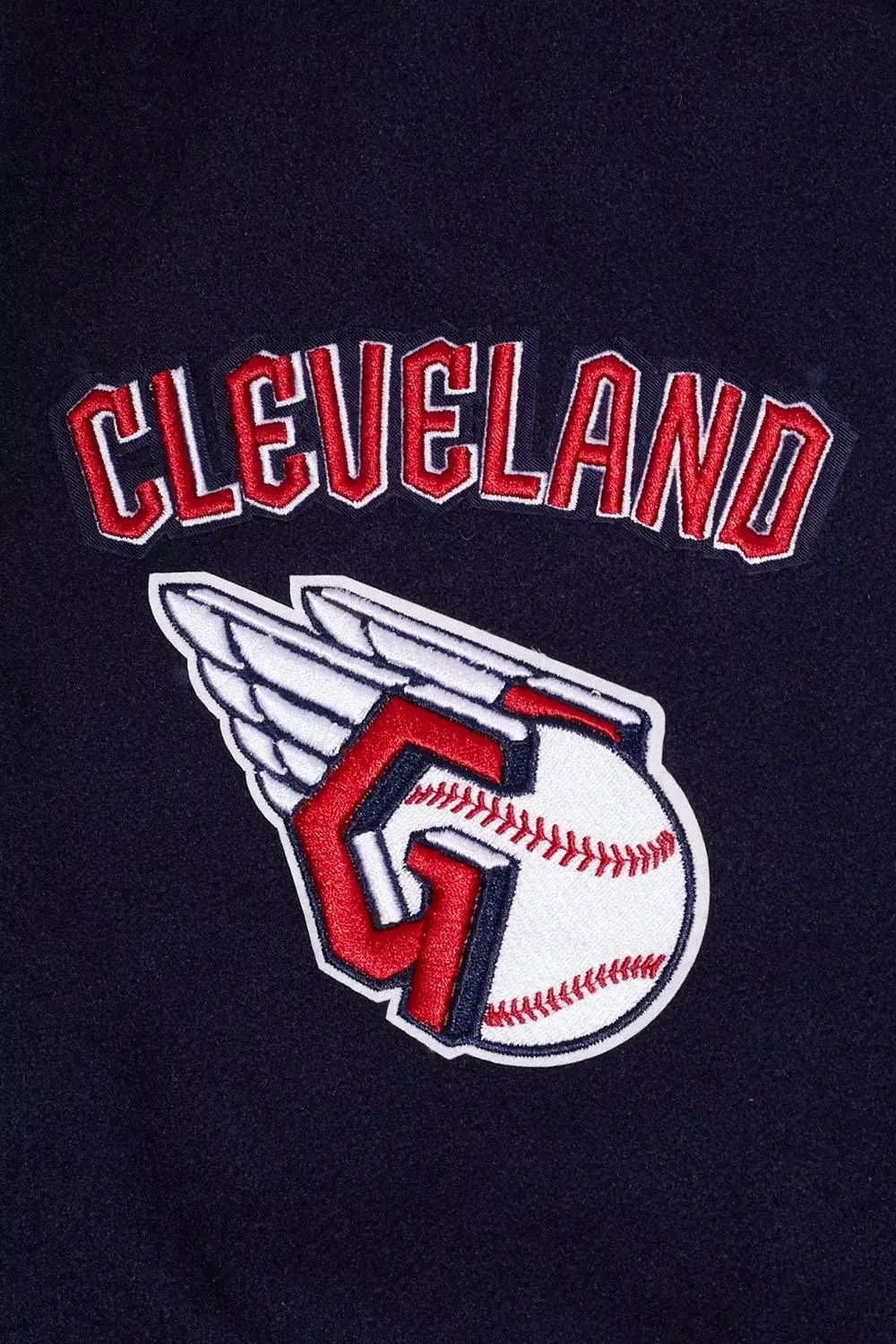 Pro Standard Men's MLB Cleveland Guardians Retro Classic Rib Wool Varsity Jacket - Navy/Red - NAVY/RED