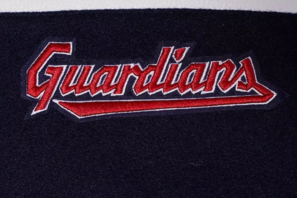 Pro Standard Men's MLB Cleveland Guardians Retro Classic Rib Wool Varsity Jacket - Navy/Red - NAVY/RED