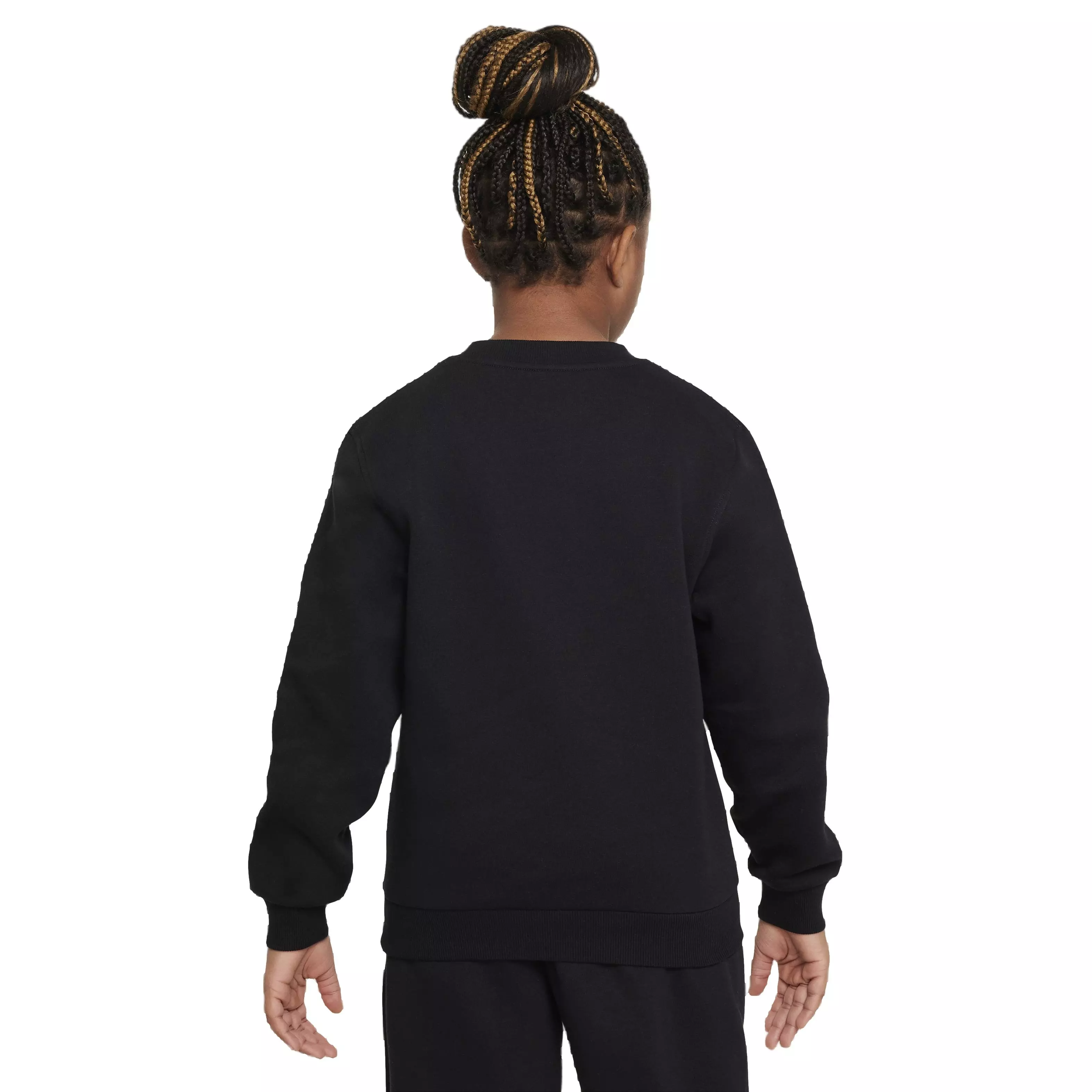 Nike Big Kids' Sportswear Club Fleece Crew HBR Long-Sleeve Sweatshirt -Black - BLACK