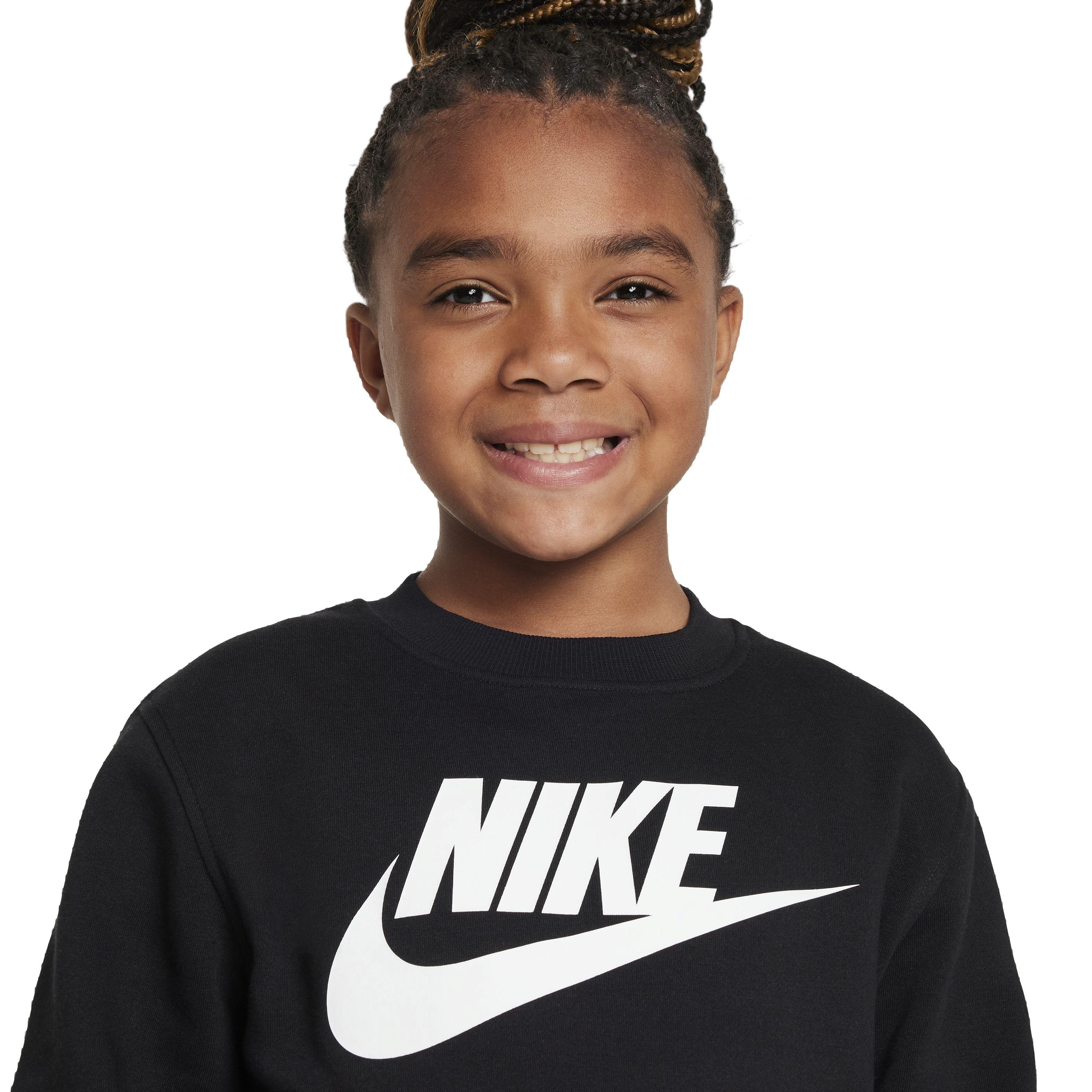 Nike Sportswear Club Fleece Crew HBR Long-Sleeve Big Kids' Black Sweatshirt