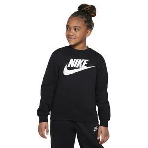Nike Big Kids' Sportswear Club Fleece Crew HBR Long-Sleeve Sweatshirt -Black