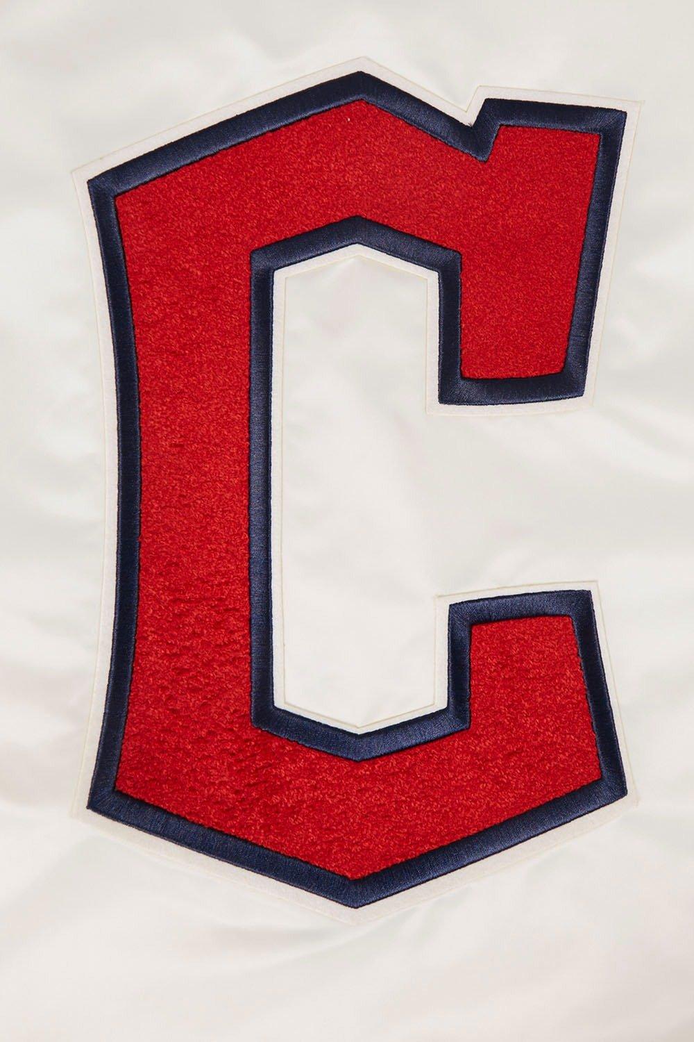 Pro Standard Men's MLB Cleveland Guardians Retro Classic Rib Satin Jacket - Eggshell/Navy - EGGSHELL/NAVY Thumbnail View 9