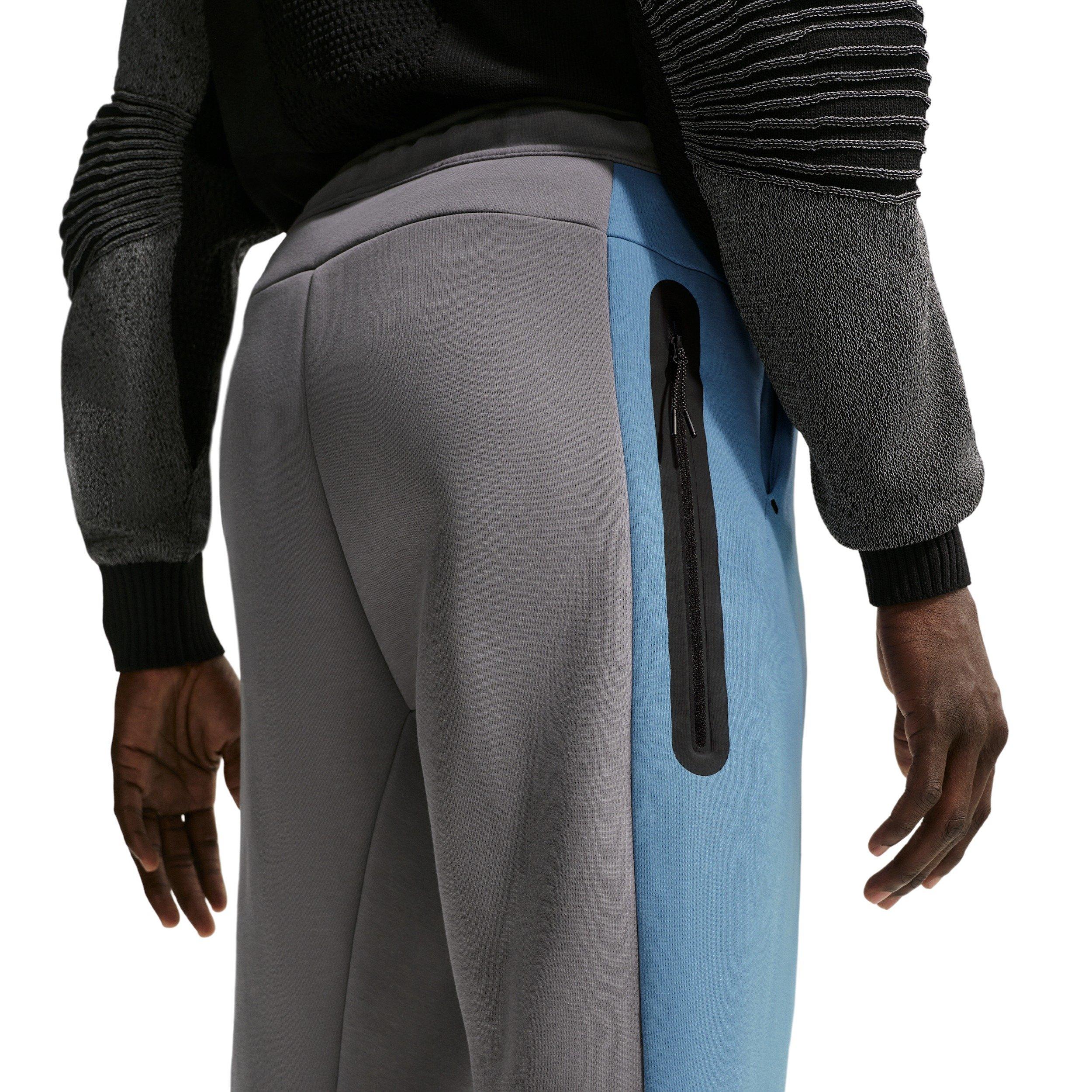 Nike Men's Tech Color-Block Open Hem Fleece Pants - BLACK/BLUE Thumbnail View 2