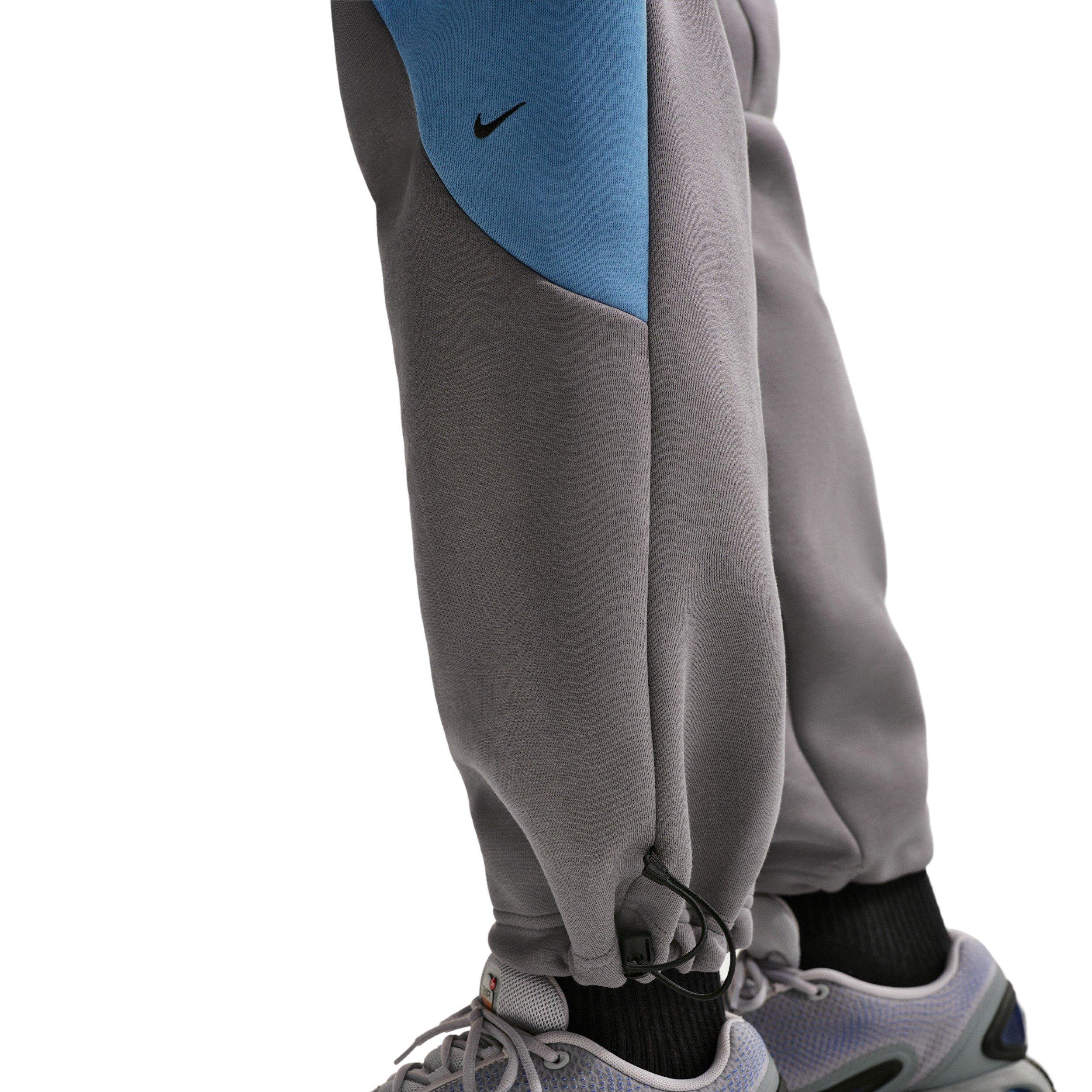Nike Men's Tech Color-Block Open-Hem Fleece Pants - BLACK/BLUE Thumbnail View 4