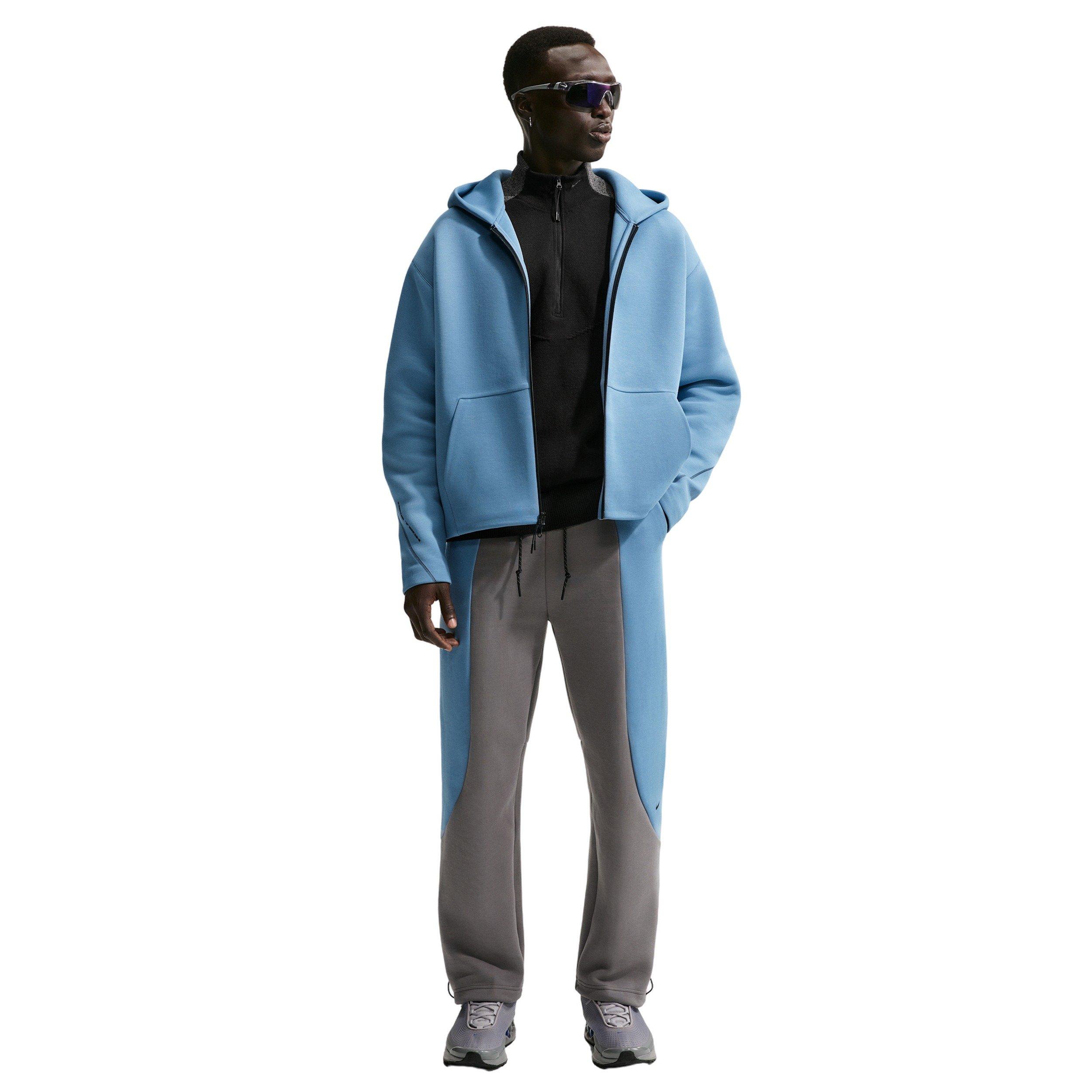 Nike Men's Tech Color-Block Open-Hem Fleece Pants - BLACK/BLUE Thumbnail View 5