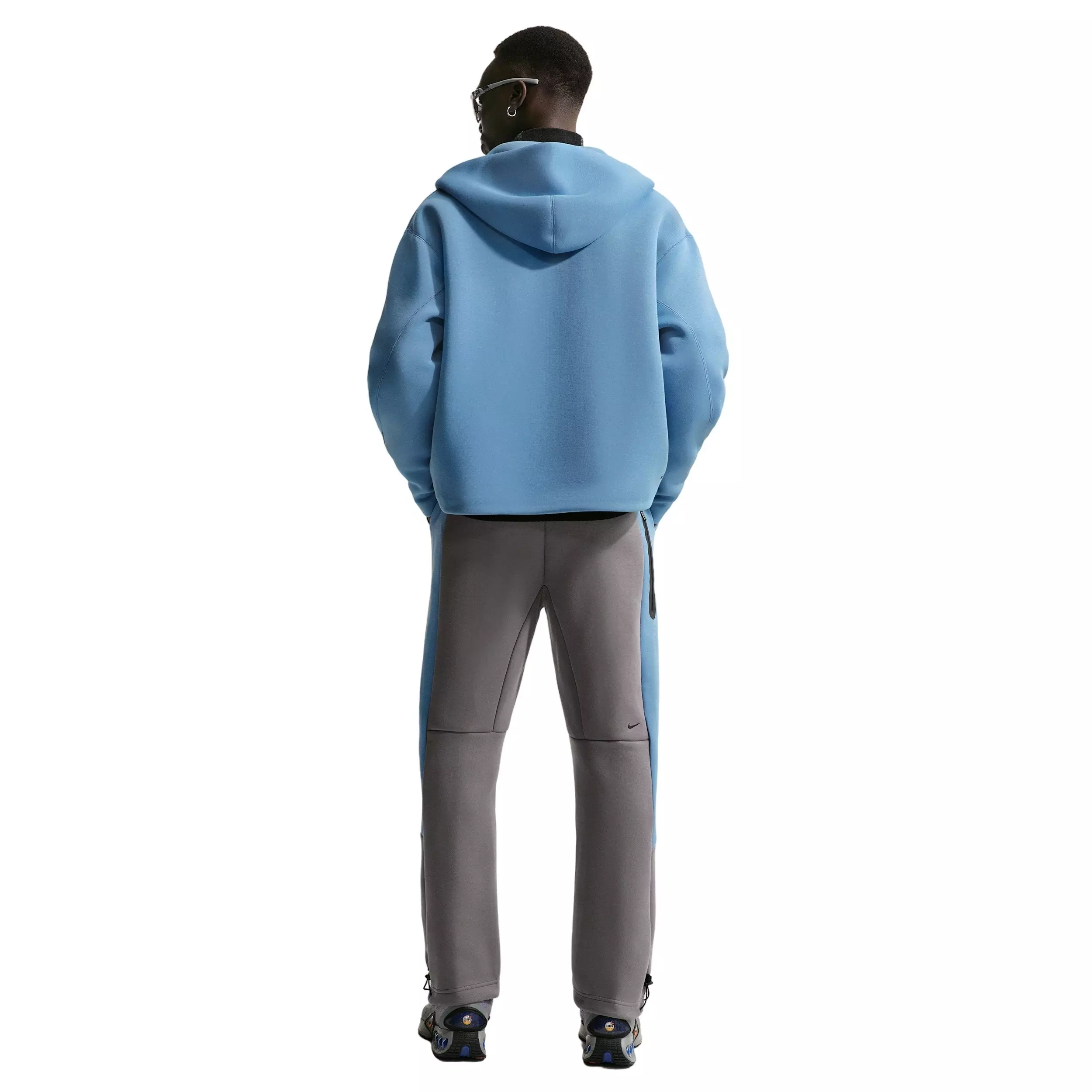 Nike Men's Tech Color-Block Open Hem Fleece Pants - BLACK/BLUE