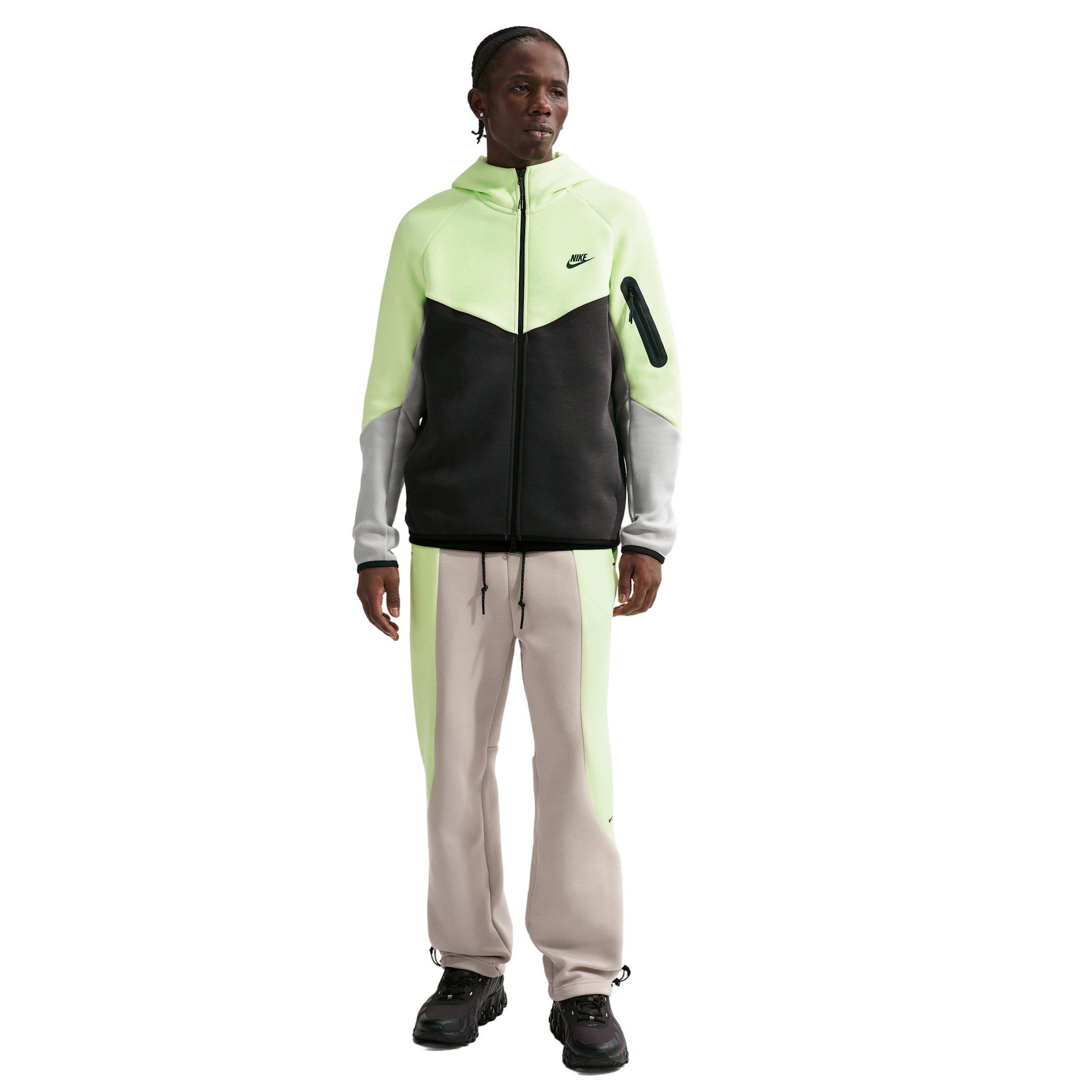 Nike Men's Tech Color-Block Open-Hem Fleece Pants - CREAM/LIME GREEN Thumbnail View 4