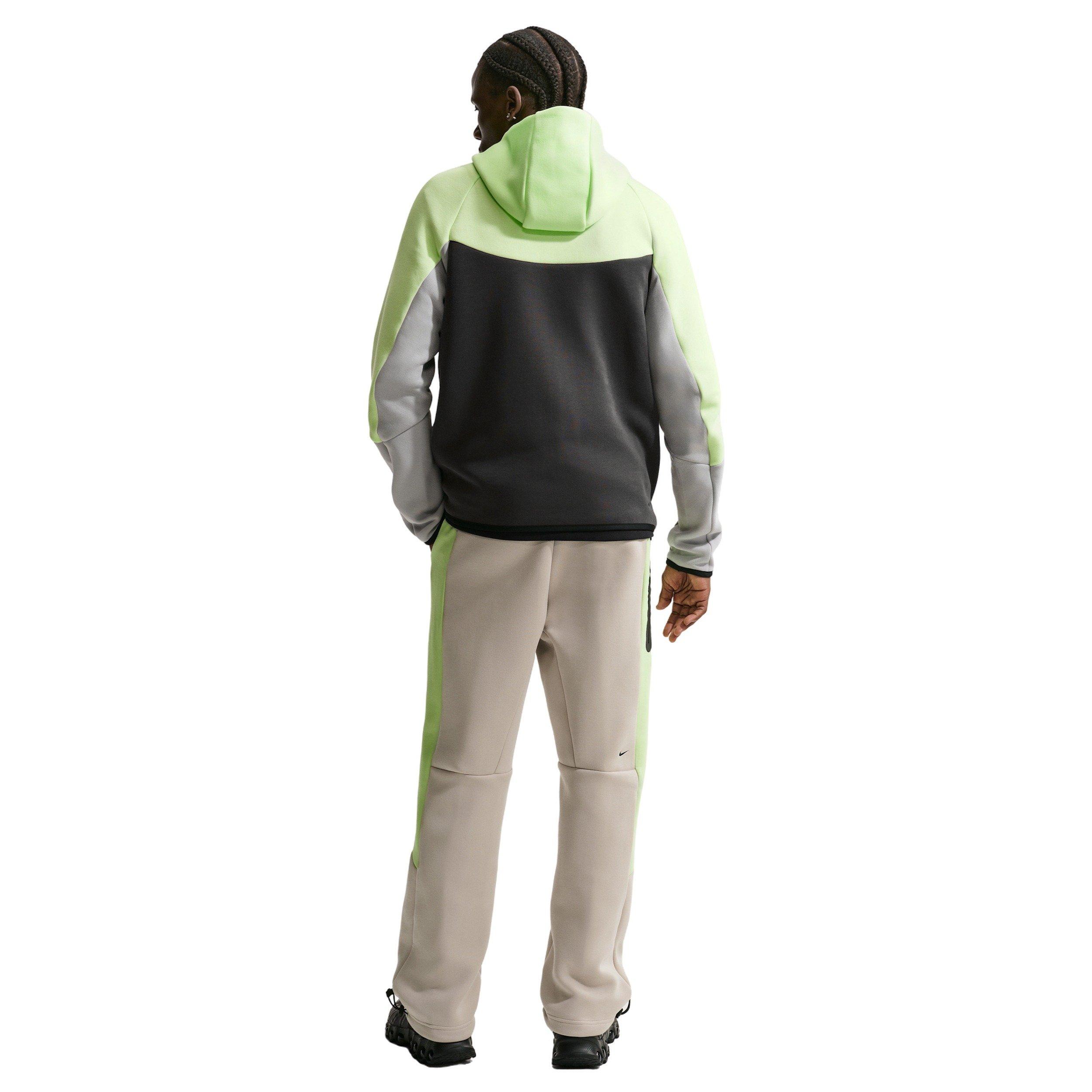 Nike Men's Tech Color-Block Open-Hem Fleece Pants - CREAM/LIME GREEN Thumbnail View 5