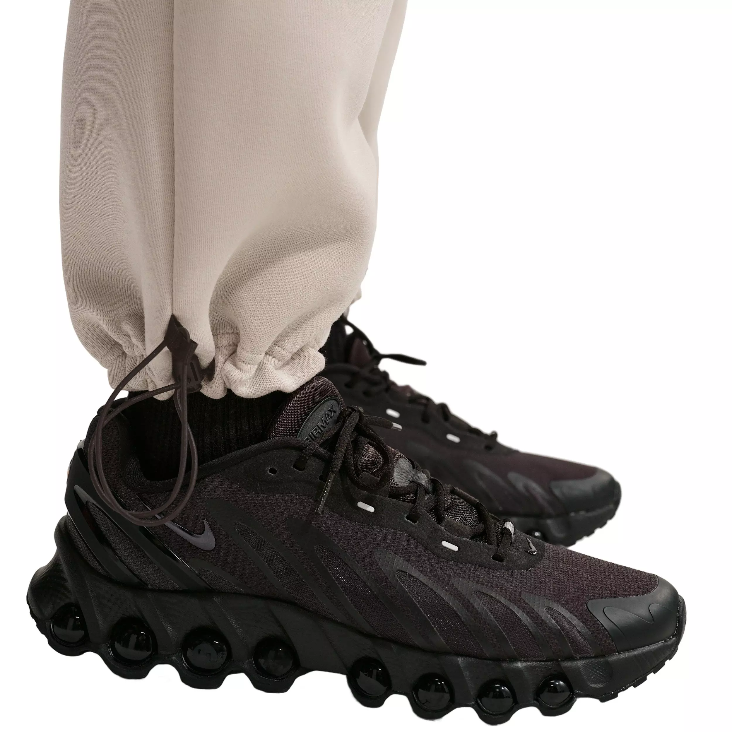 Nike Men's Tech Color-Block Open-Hem Fleece Pants - CREAM/LIME GREEN