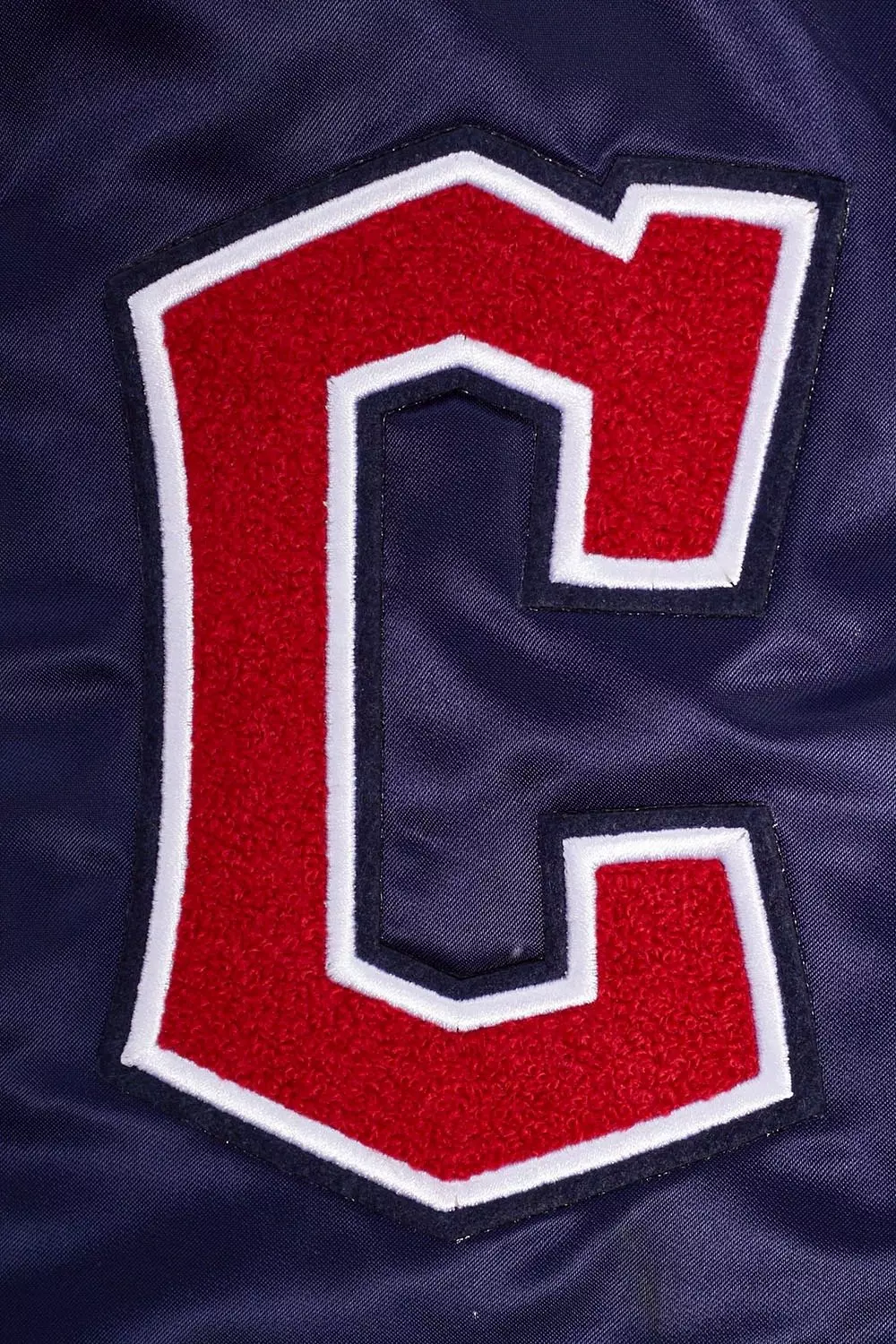 Pro Standard Men's MLB Cleveland Guardians Retro Classic Rib Satin Jacket - Navy/Red - NAVY/RED