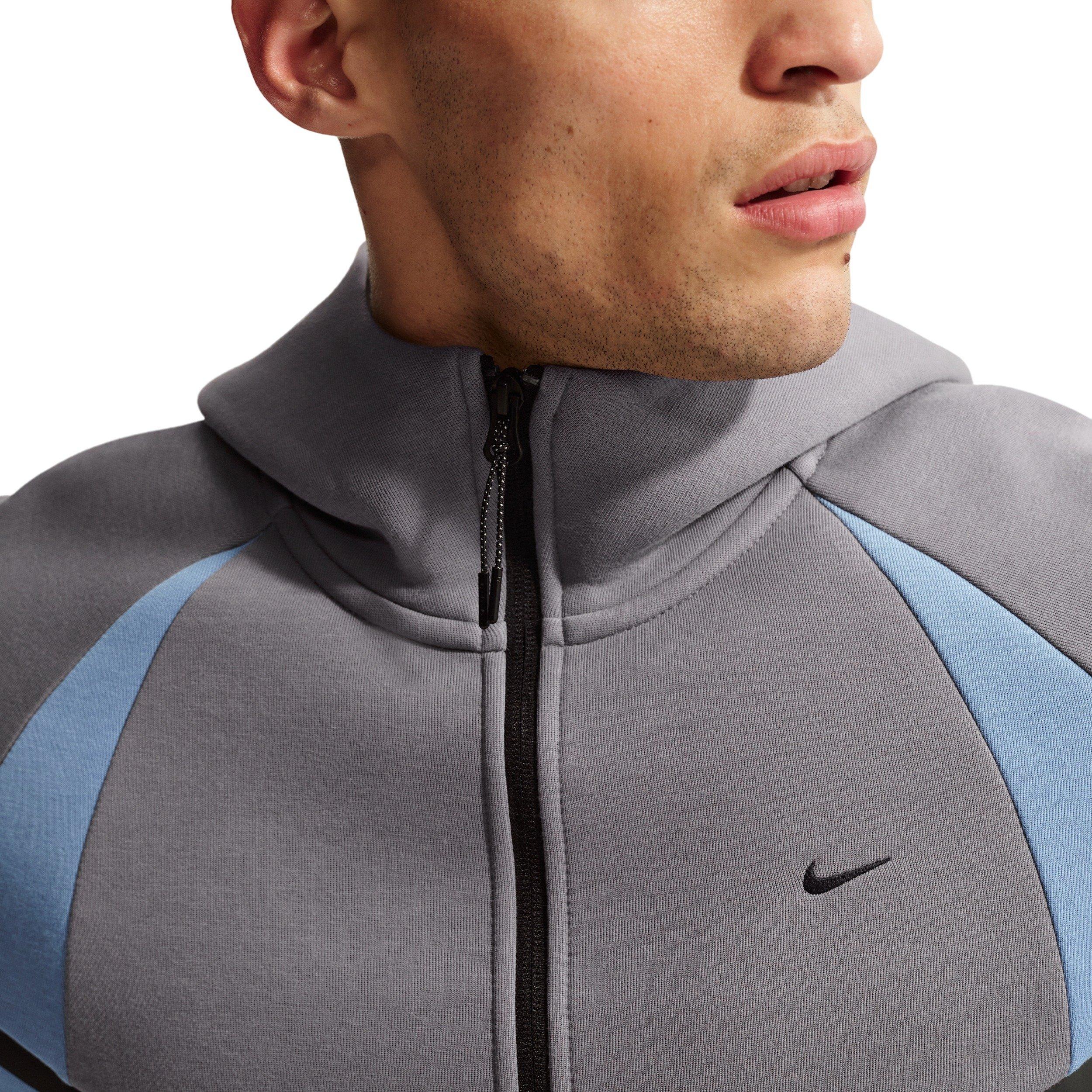 Nike Men's Tech Color-Block Full-Zip Fleece Windrunner Jacket - GREY/BLUE Thumbnail View 3