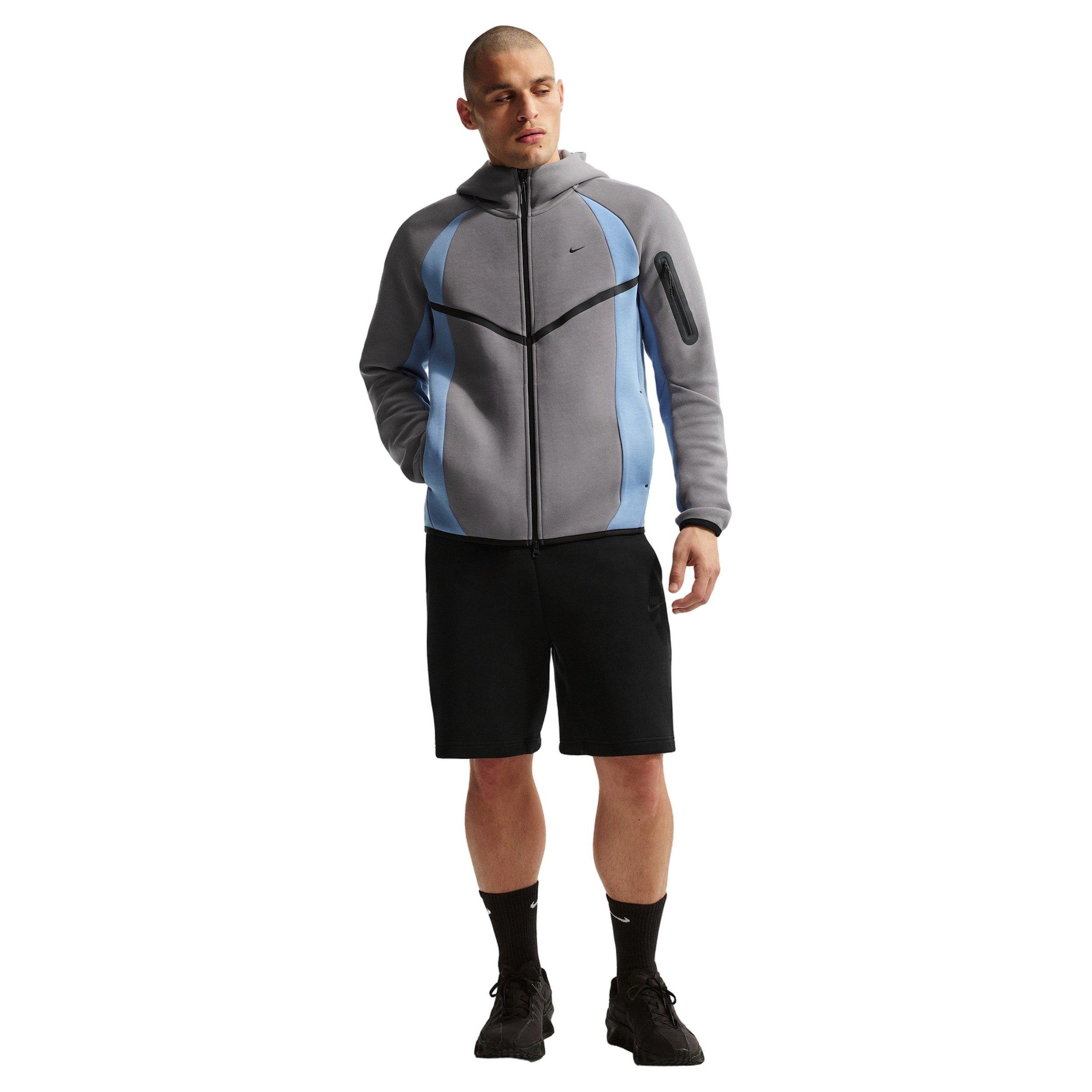 Nike Men's Tech Color-Block Full-Zip Fleece Windrunner Jacket - GREY/BLUE Thumbnail View 4