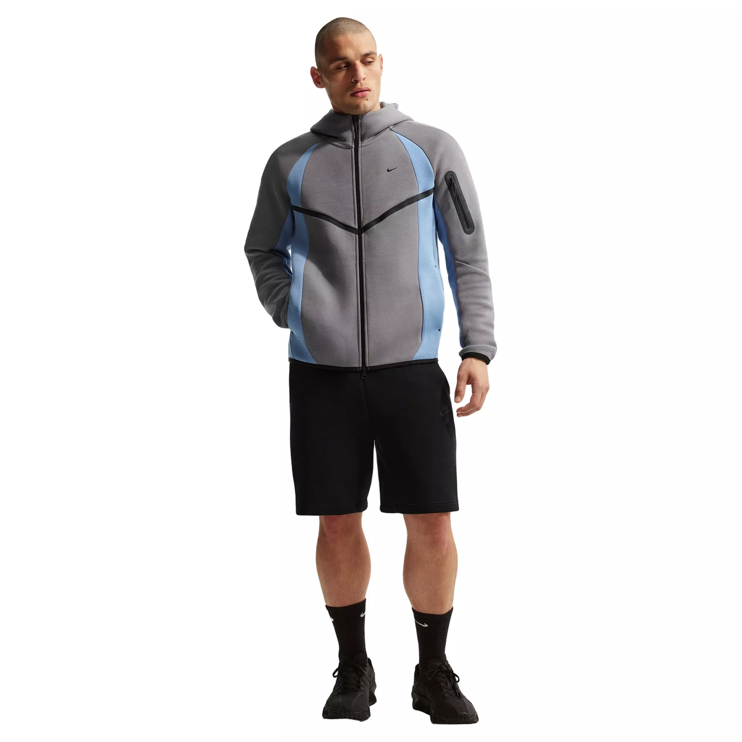Nike Men's Tech Color-Block Full-Zip Fleece Windrunner Jacket - GREY/BLUE