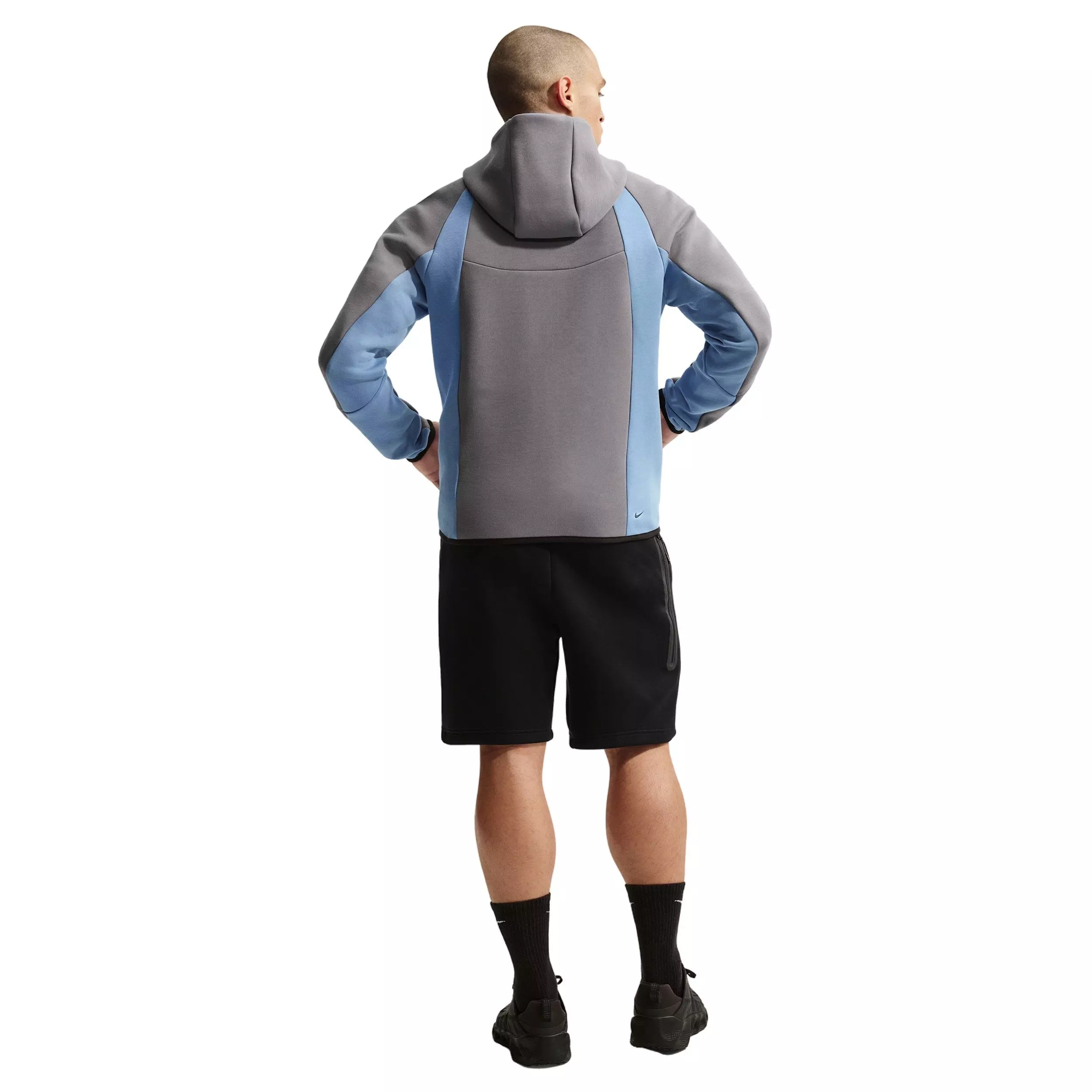 Nike Men's Tech Color-Block Full-Zip Fleece Windrunner Jacket - GREY/BLUE