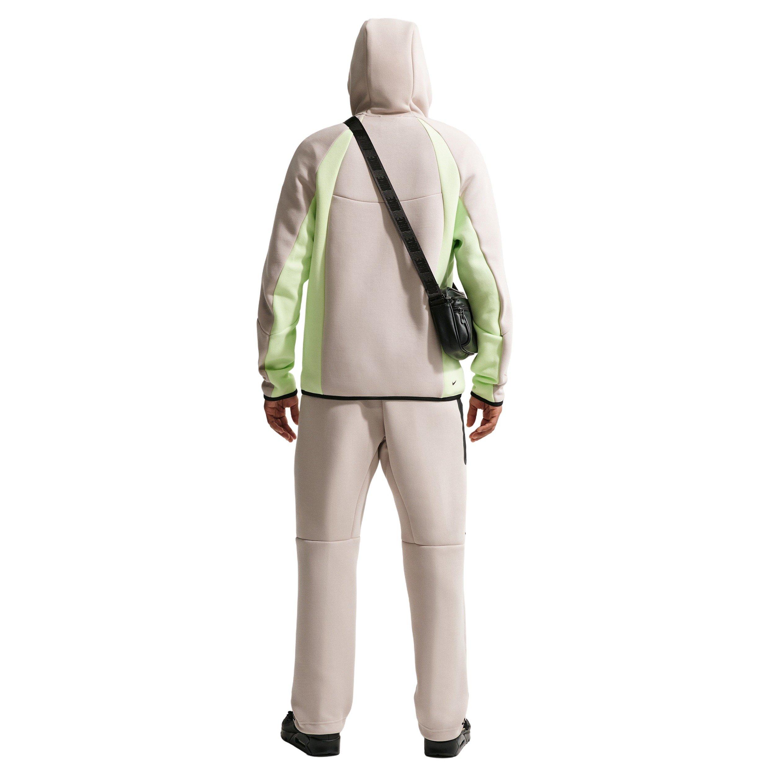 Nike Men's Tech Color-Block Full-Zip Fleece Windrunner Jacket - CREAM/LIME GREEN Thumbnail View 5