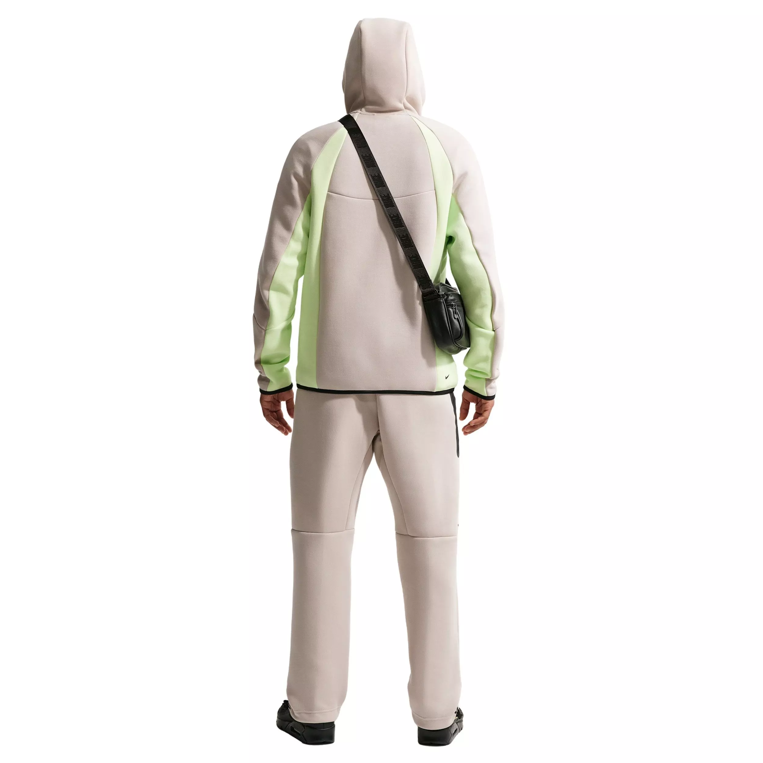 Nike Men's Tech Color-Block Full-Zip Fleece Windrunner Jacket - CREAM/LIME GREEN