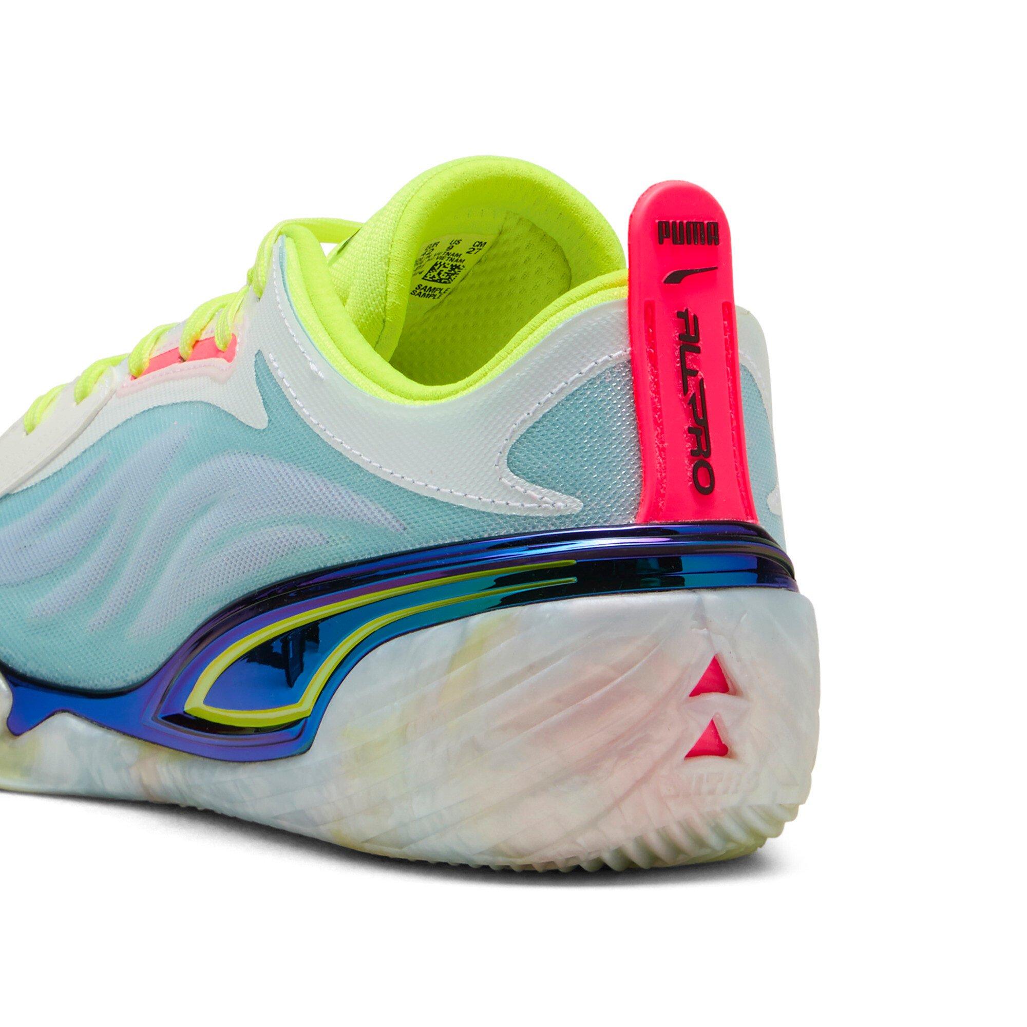 PUMA All-Pro NITRO Elite Men's "White/Light Blue/Lime" Basketball Shoe