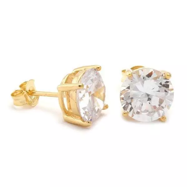 King Ice Brilliant-Cut Solid Gold Stud Earrings - 14K Gold - 14K GOLD