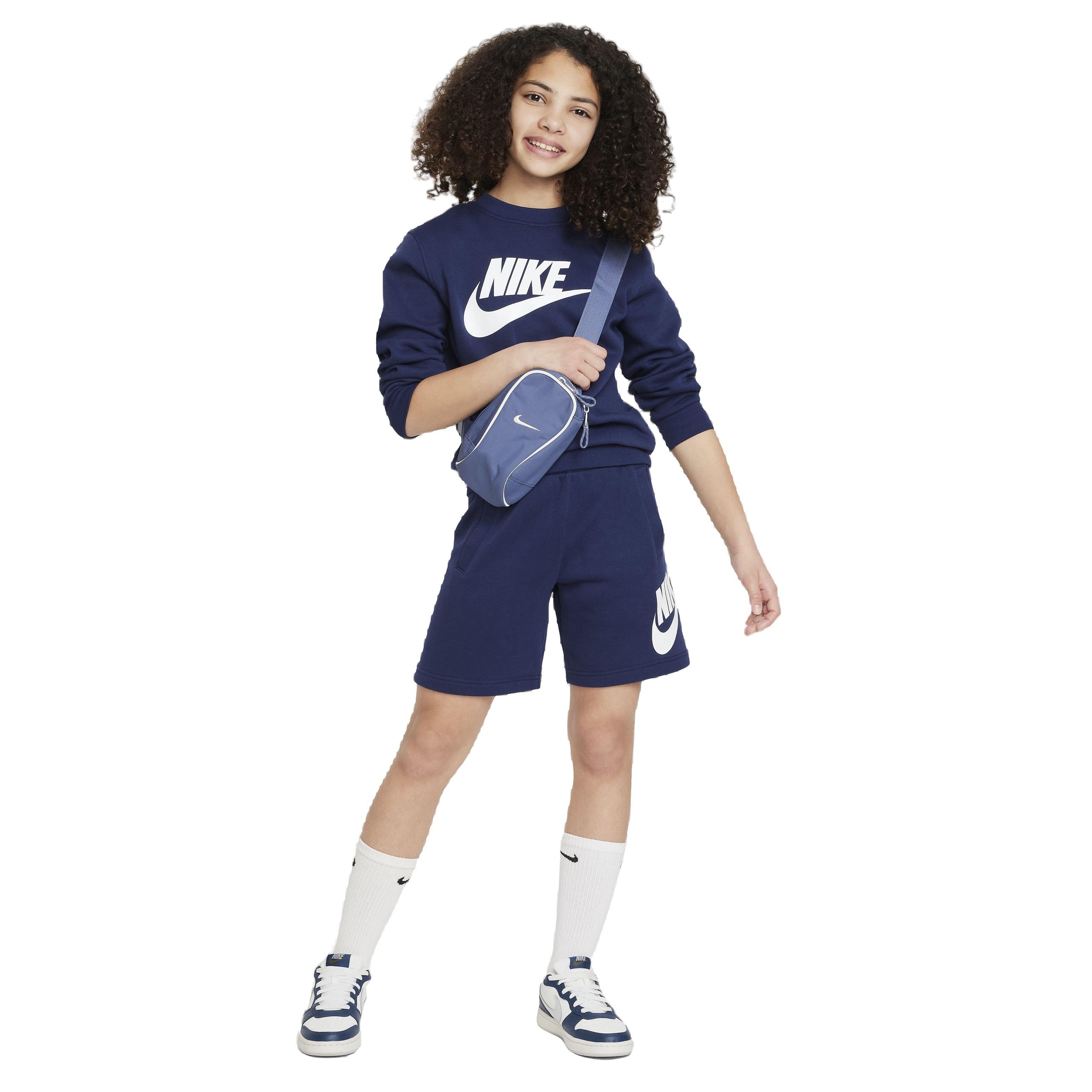 Nike Big Kids' Sportswear Club Fleece Crew HBR Long-Sleeve Sweatshirt -Navy - NAVY Thumbnail View 4