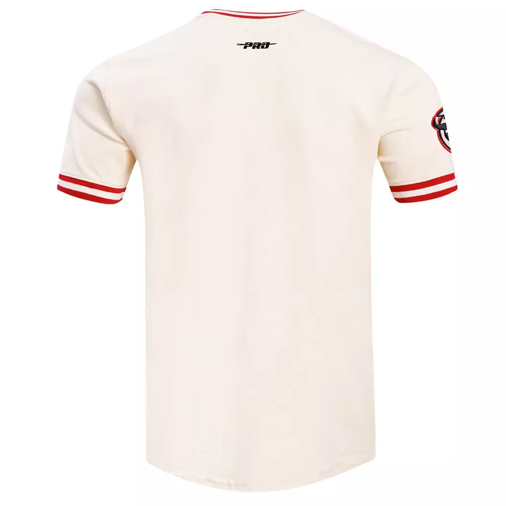 Pro Standard Men's MLB Cincinnati Reds Retro Classic Double Knit Tee - Eggshell/Red - EGGSHELL/NAVY