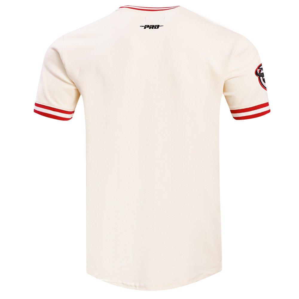 Pro Standard Men's MLB Cincinnati Reds Retro Classic Double Knit Tee -Eggshell/Red - EGGSHELL/NAVY Thumbnail View 2