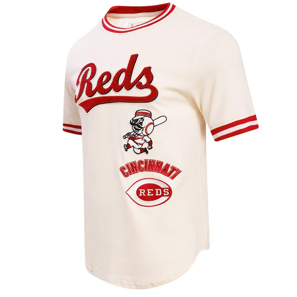 Pro Standard Men's MLB Cincinnati Reds Retro Classic Double Knit Tee -Eggshell/Red - EGGSHELL/NAVY Thumbnail View 3