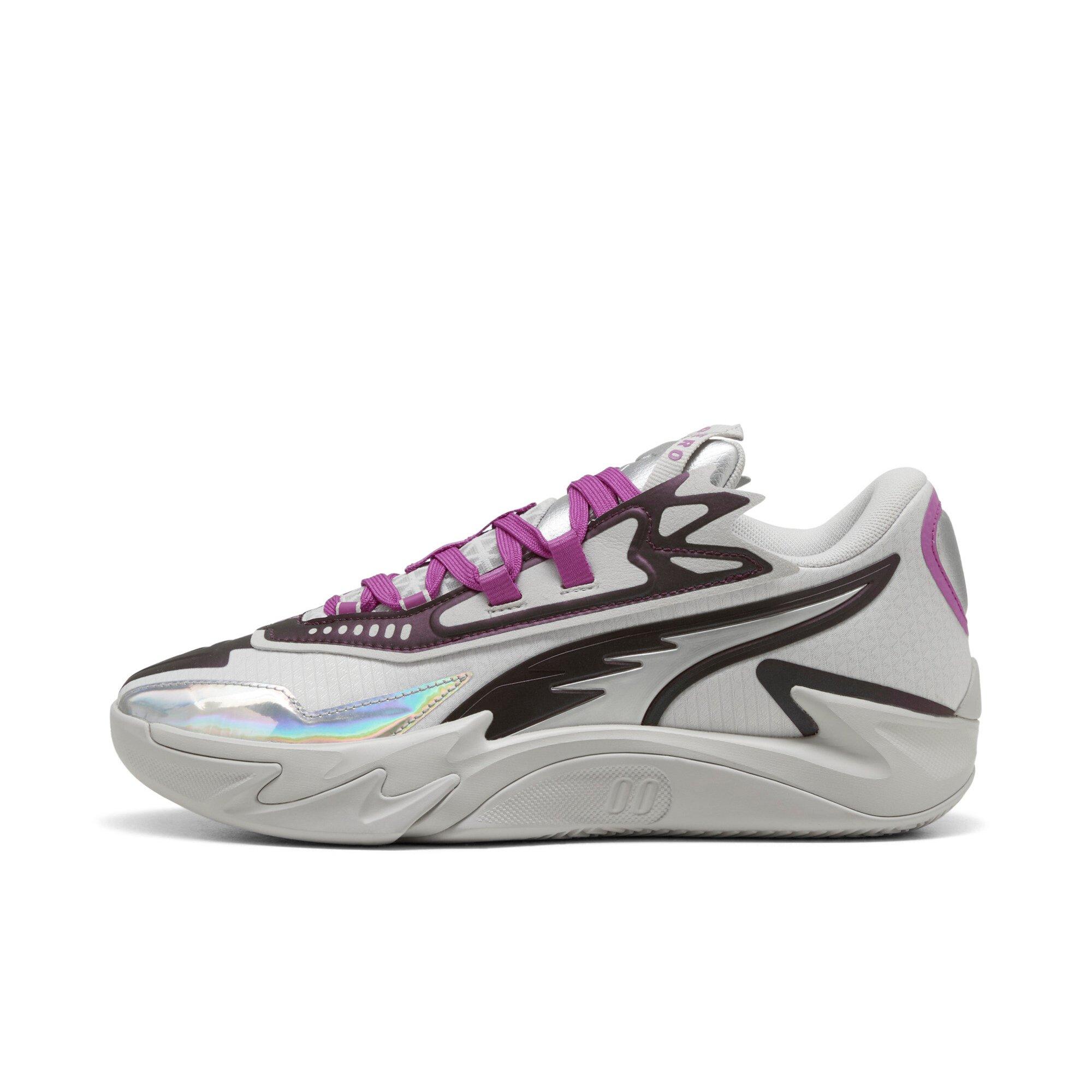 PUMA Scoot Zeros II Sterling "Feather Grey/Wild Berry" Men's Basketball Shoe - GREY/BERRY Thumbnail View 2