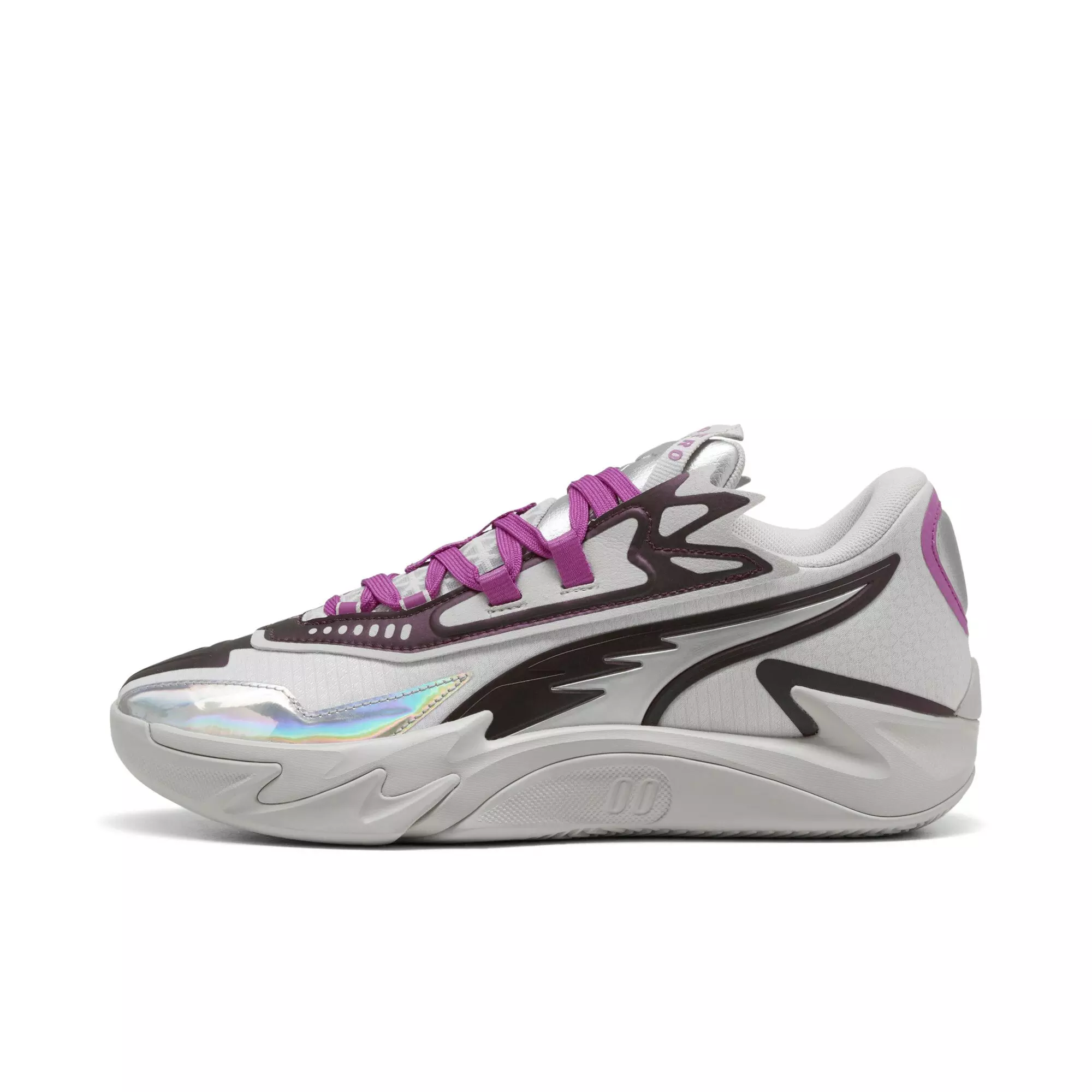 PUMA Scoot Zeros II Sterling "Feather Grey/Wild Berry" Men's Basketball Shoe - GREY/BERRY
