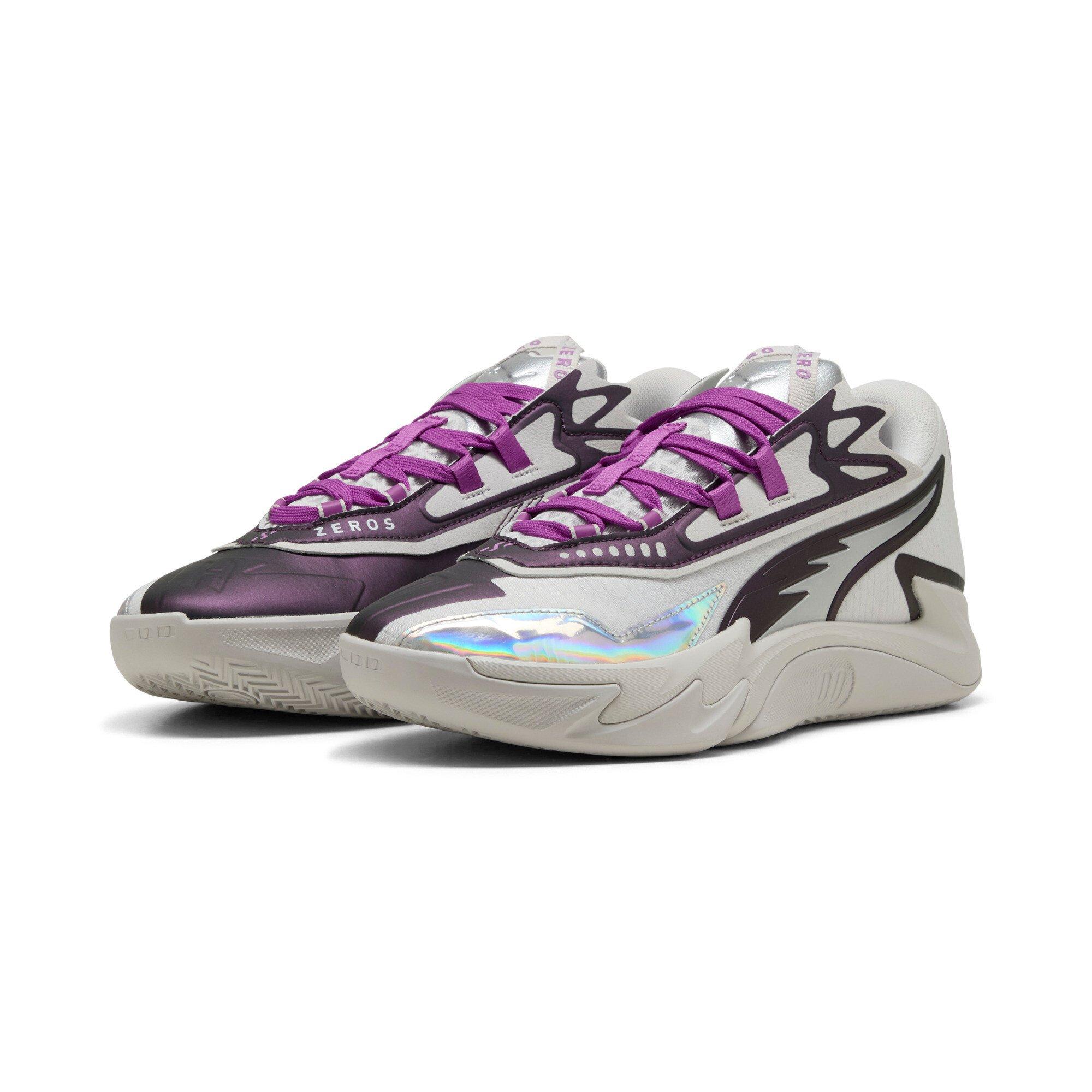 PUMA Scoot Zeros II Sterling "Feather Grey/Wild Berry" Men's Basketball Shoe - GREY/BERRY Thumbnail View 3