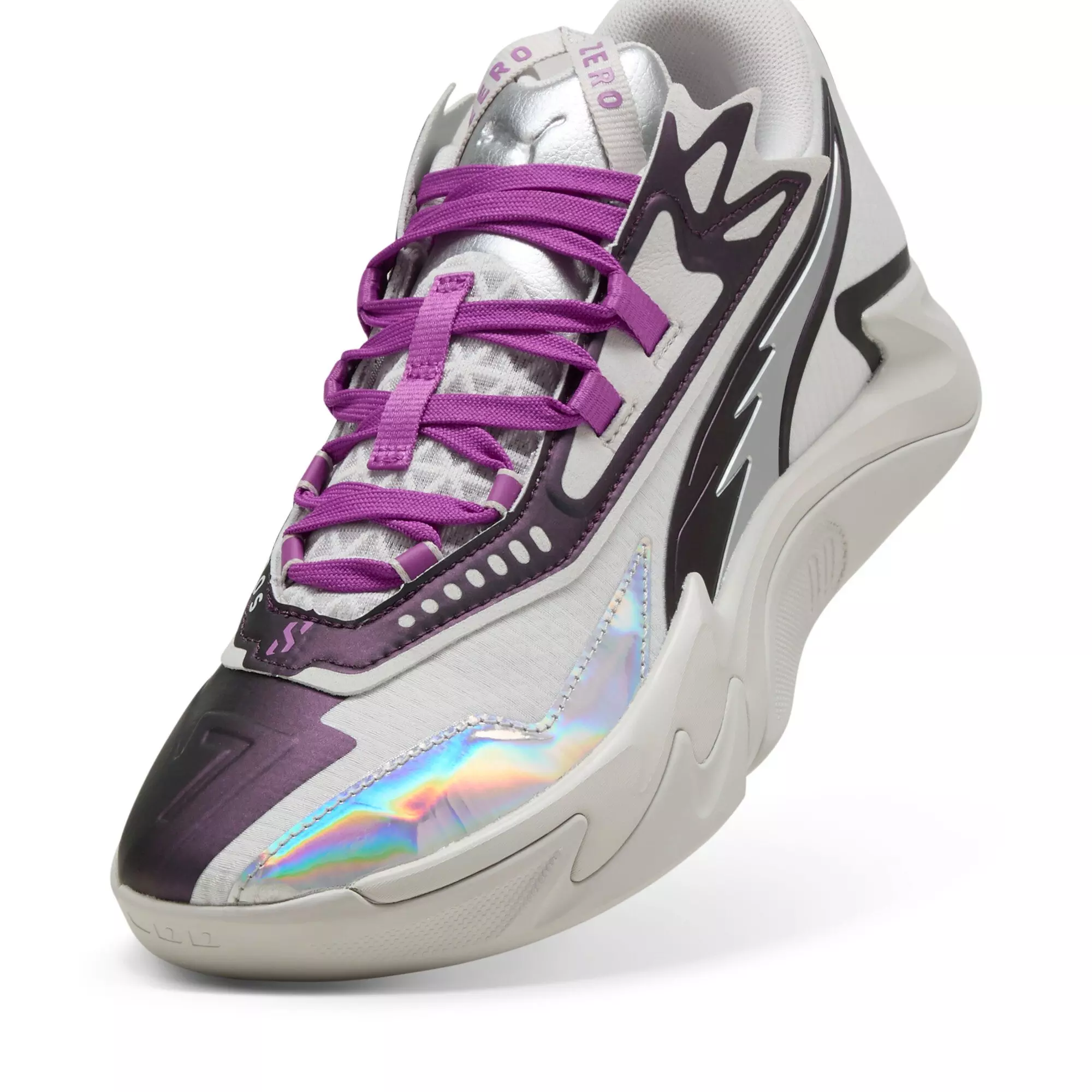 PUMA Scoot Zeros II Sterling "Feather Grey/Wild Berry" Men's Basketball Shoe - GREY/BERRY