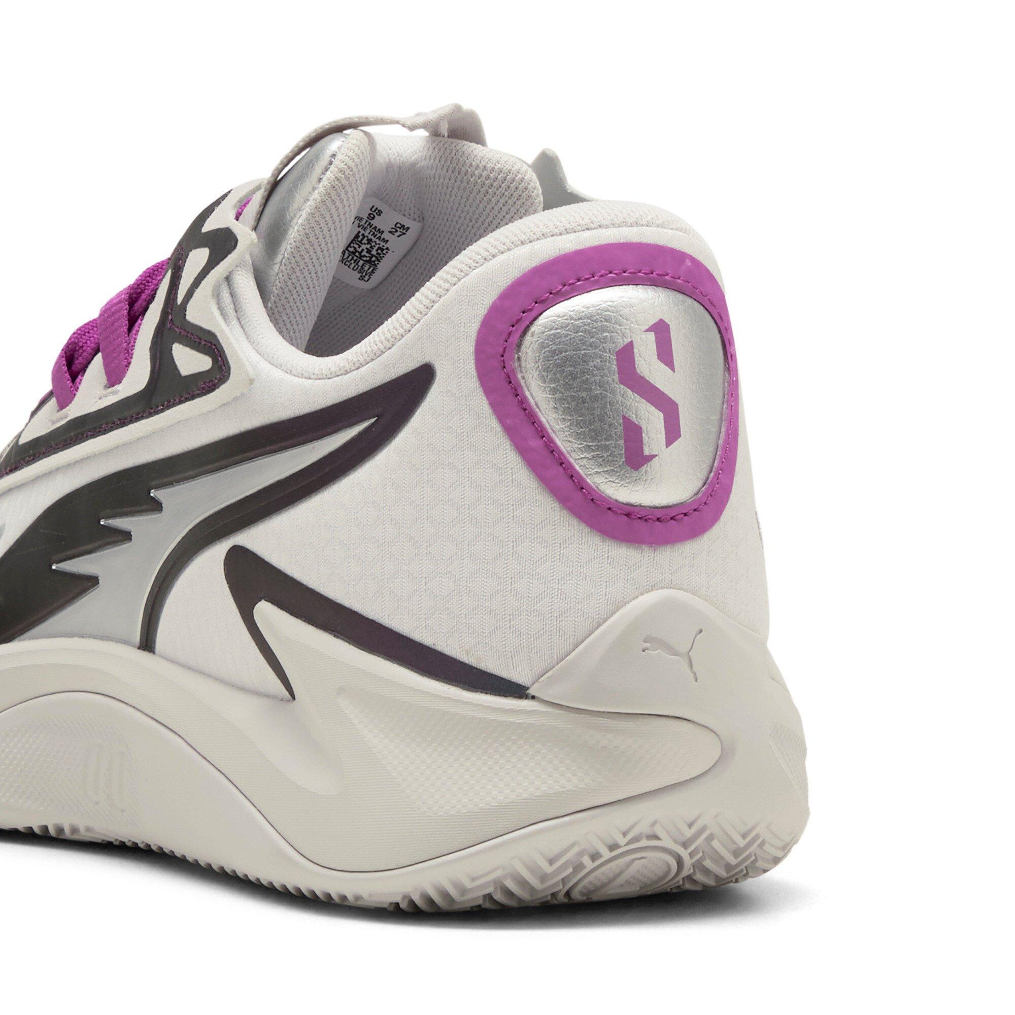 PUMA Scoot Zeros II Sterling "Feather Grey/Wild Berry" Men's Basketball Shoe - GREY/BERRY Thumbnail View 6