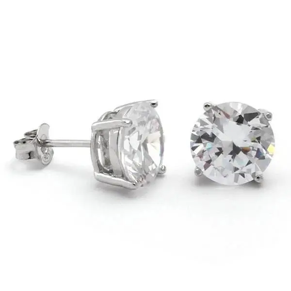 King Ice Brilliant-Cut Solid Gold Stud Earrings - White Gold - WHITE GOLD