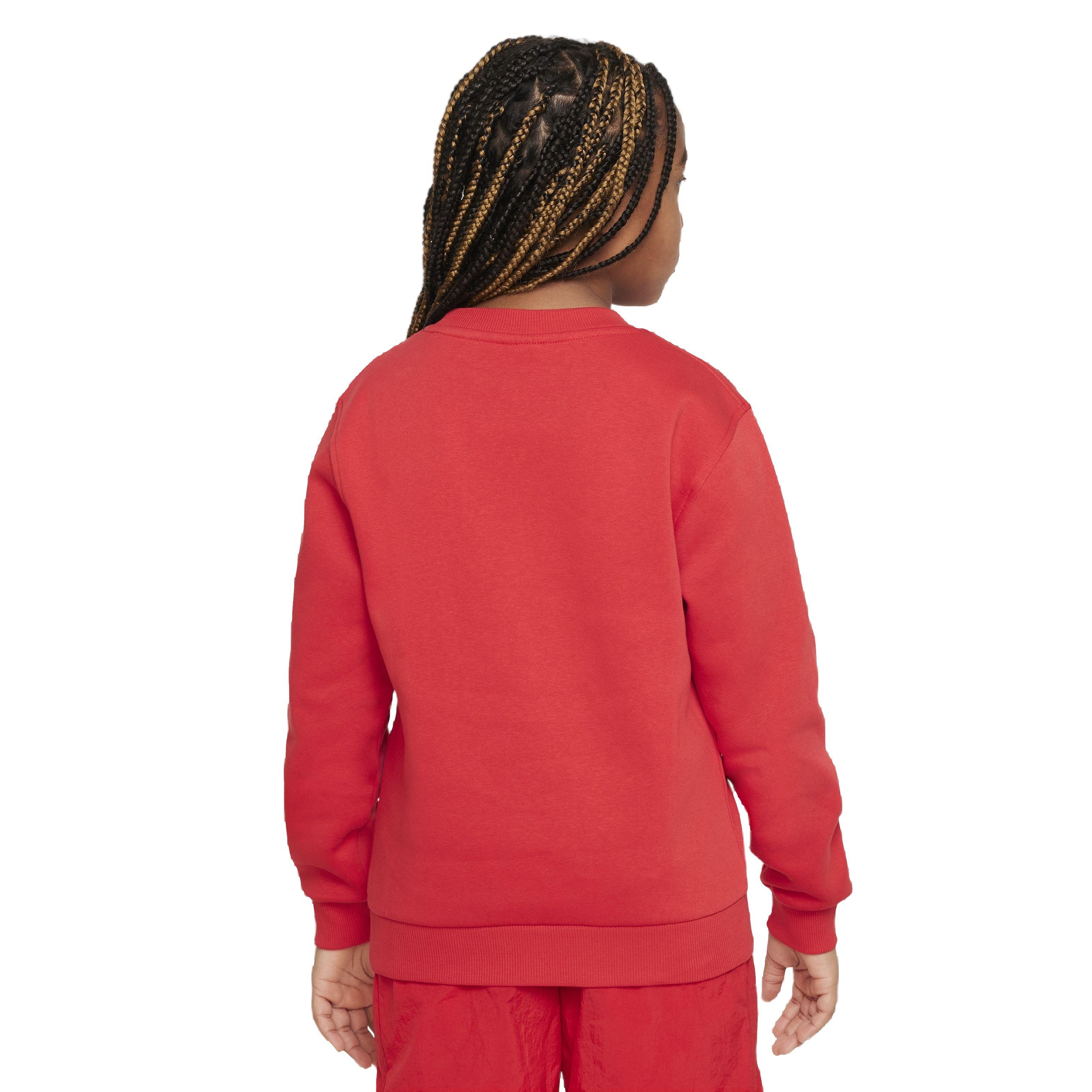 Nike Sportswear Club Fleece Crew HBR Long-Sleeve Big Kids' Red Sweatshirt