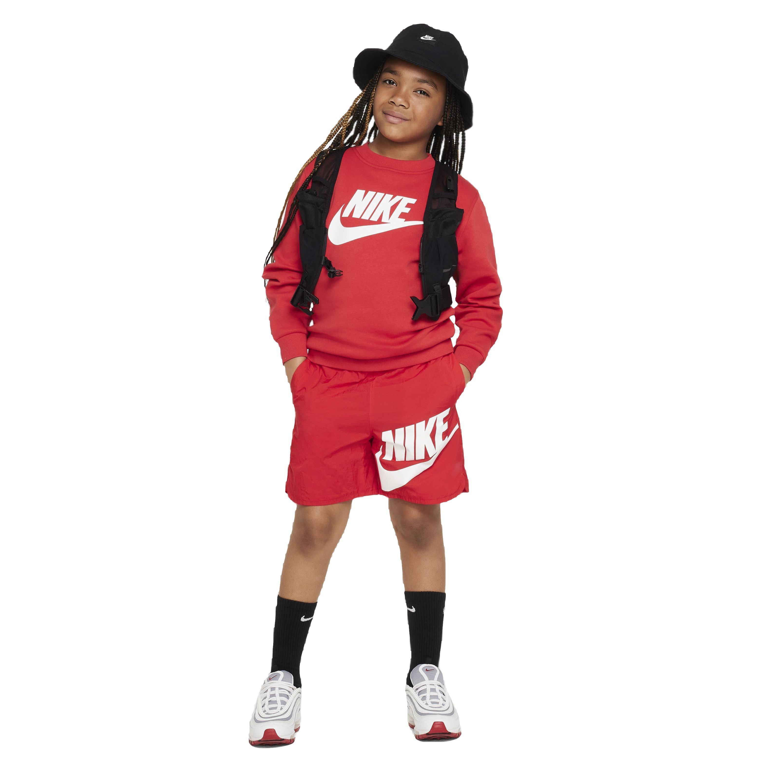 Nike Sportswear Club Fleece Crew HBR Long-Sleeve Big Kids' Red Sweatshirt