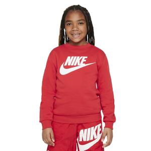 Nike Big Kids' Sportswear Club Fleece Crew HBR Long-Sleeve Sweatshirt -Red