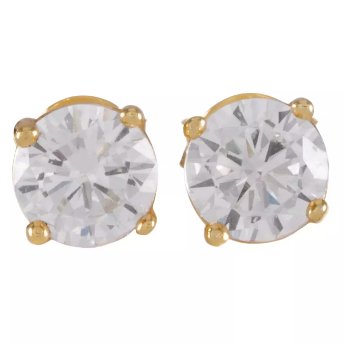 King Ice Brilliant-Cut Stud Earrings - Gold - GOLD
