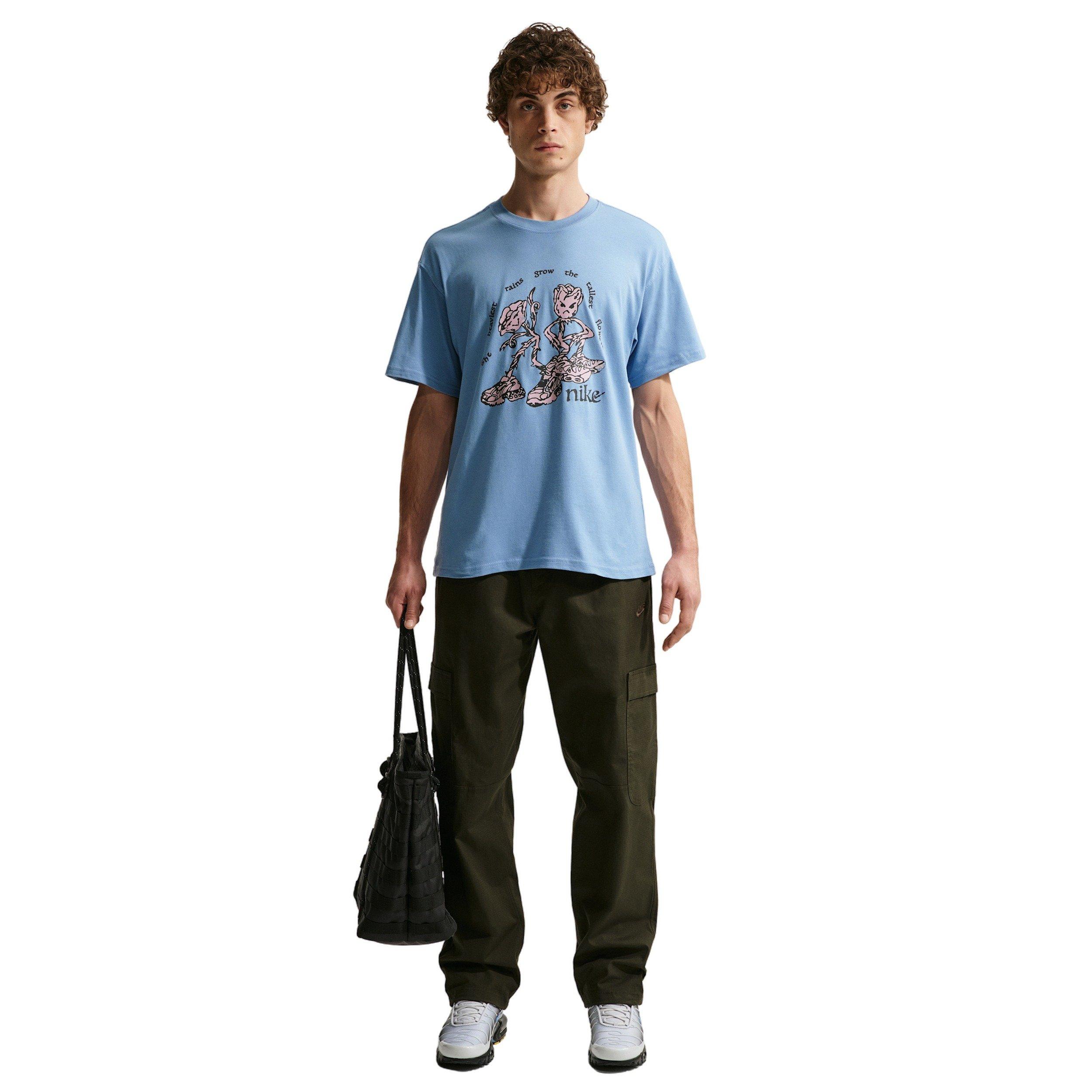Nike Men's Sportswear LSE Tall Flowers T-Shirt - BLUE Thumbnail View 4