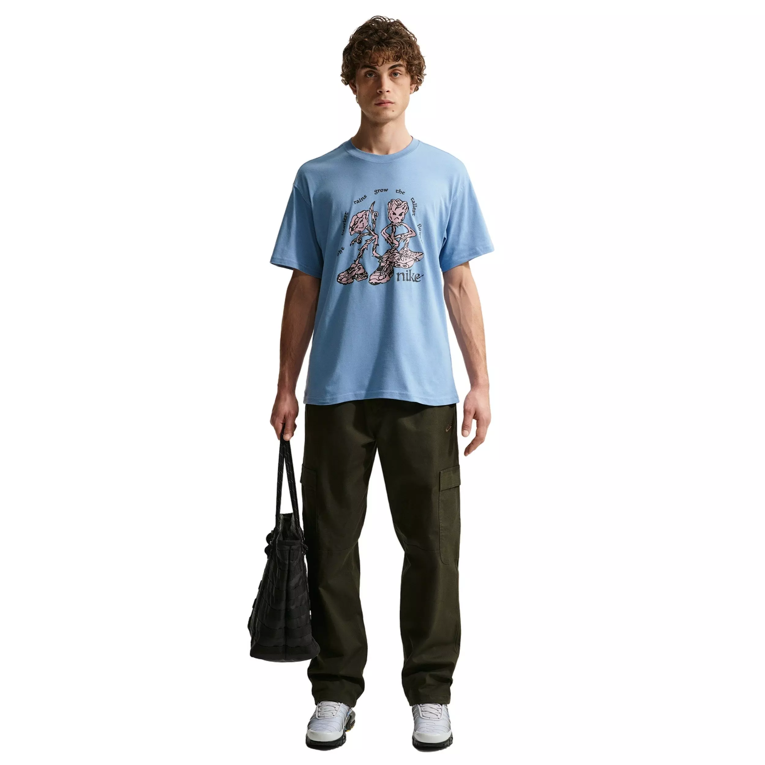 Nike Men's Sportswear LSE Tall Flowers T-Shirt - BLUE