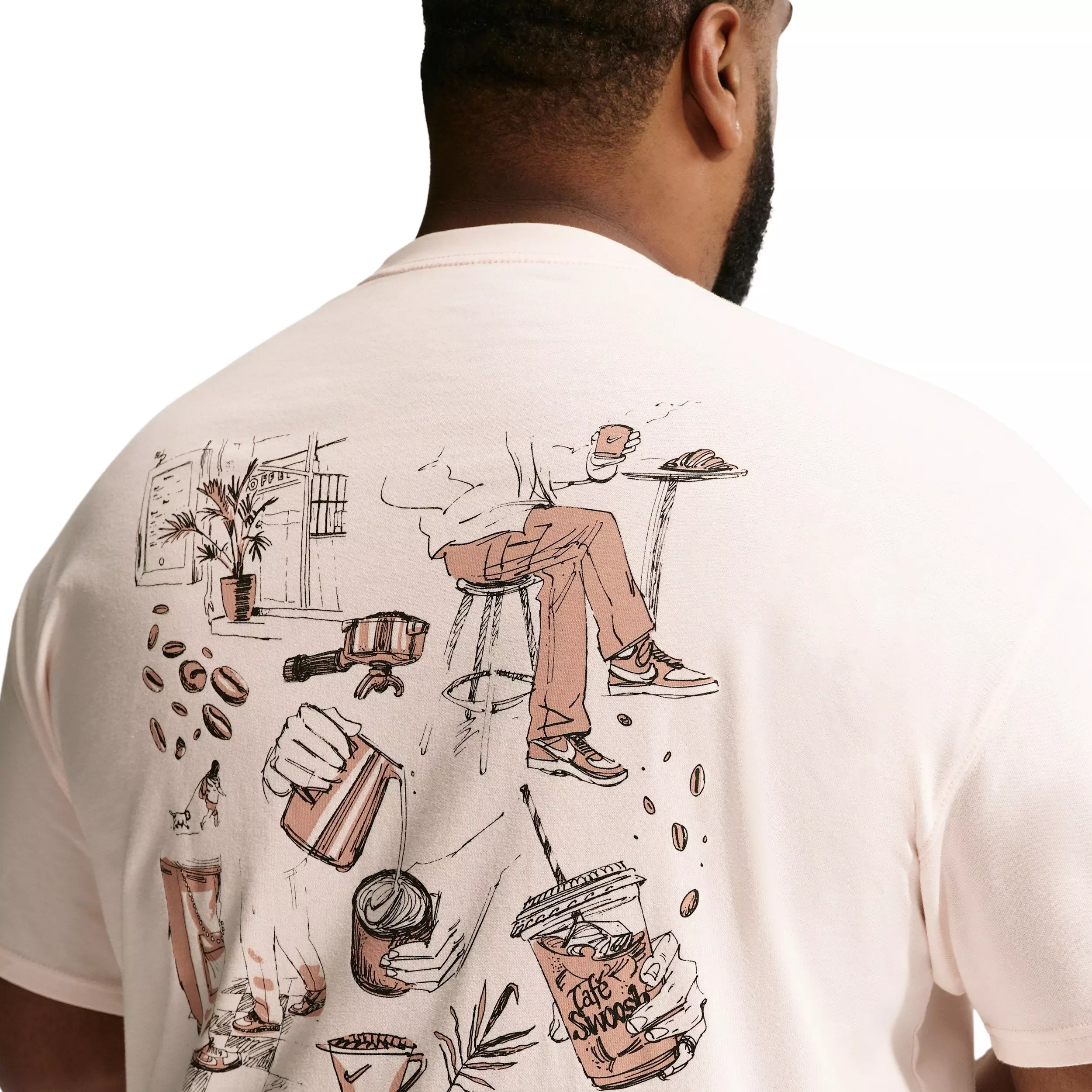 Nike Men's Sportswear LSE Cafe-Swoosh T-Shirt - CHALK