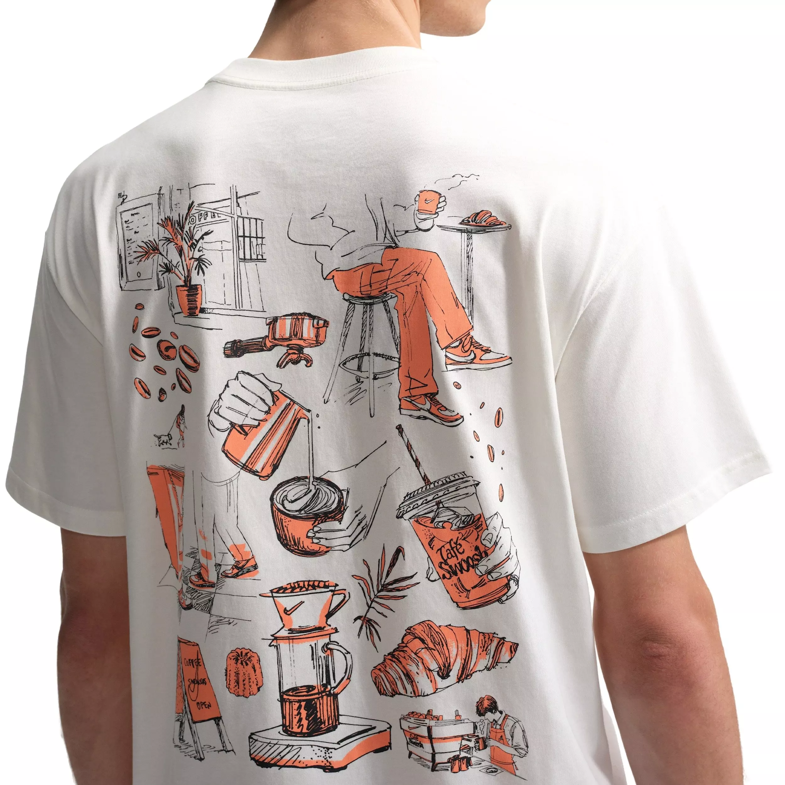 Nike Men's Sportswear LSE Cafe-Swoosh T-Shirt - SAIL