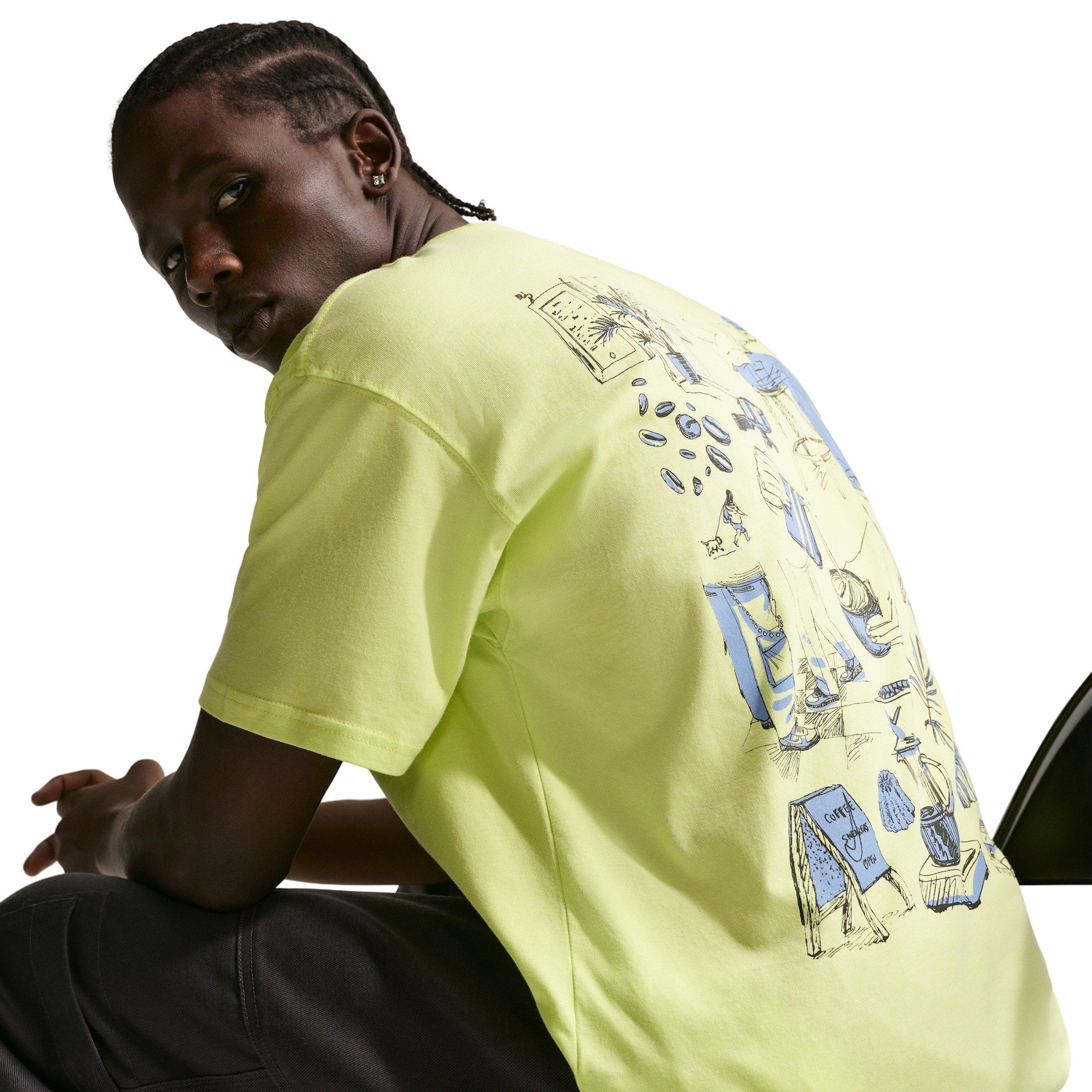 Nike Men's Sportswear LSE Cafe-Swoosh T-Shirt - YELLOW Thumbnail View 3