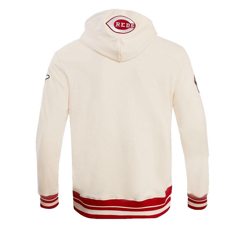Pro Standard Men's MLB Cincinnati Reds Retro Classic Fleece Pullover Hoodie -Eggshell/Red - EGGSHELL/RED Thumbnail View 2